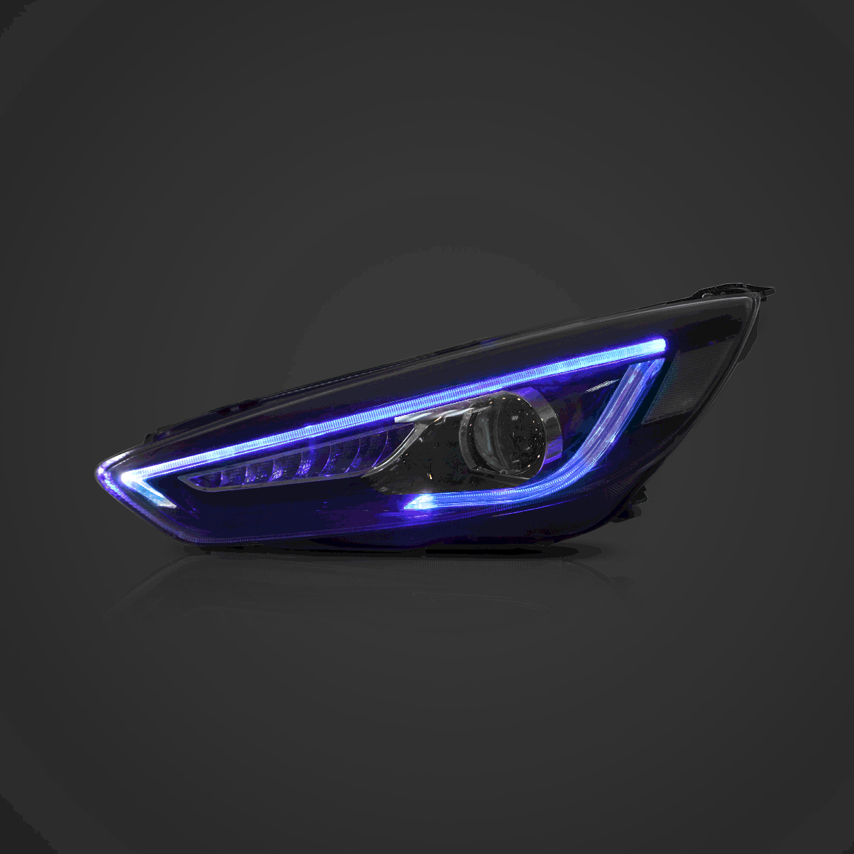 LED Headlight Assembly Dual Beam Projector Black for 2015-2018 Ford Focus 3rd Gen Mark III Facelift - Upgrade Your Night Driving Safety & Style