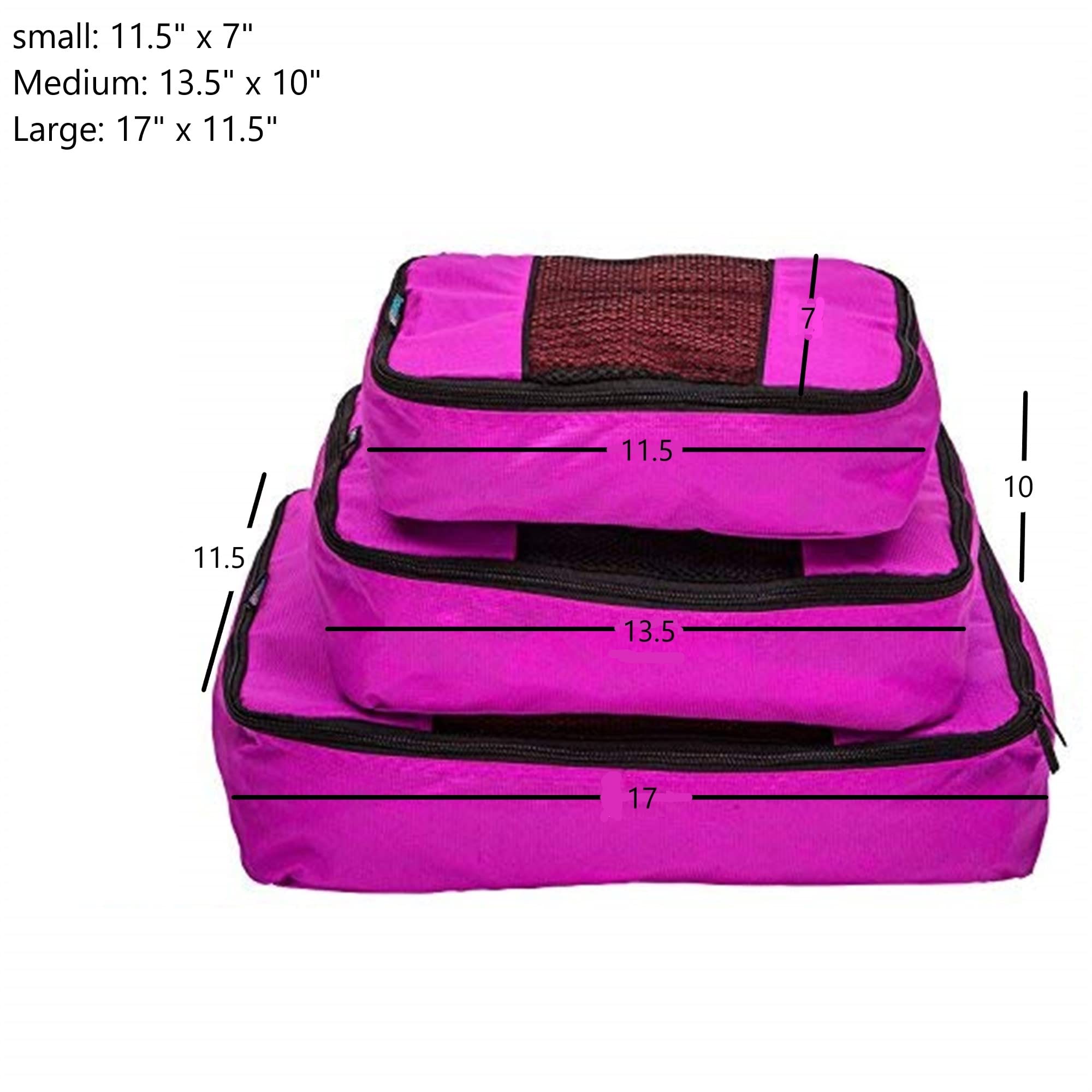 TravelWise 3-Piece Pink Packing Cubes for Luggage Organization - Perfect for Travel, Business Trips & Vacation Packing