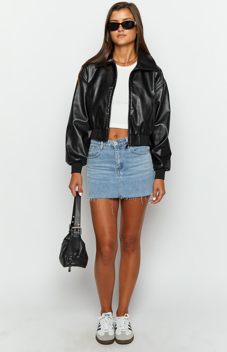 Abbi Black Cropped Jacket for Women - Stylish Faux Leather Biker Jacket with Zipper Details | Perfect for Casual Outfits, Night Out & Streetwear Fashion