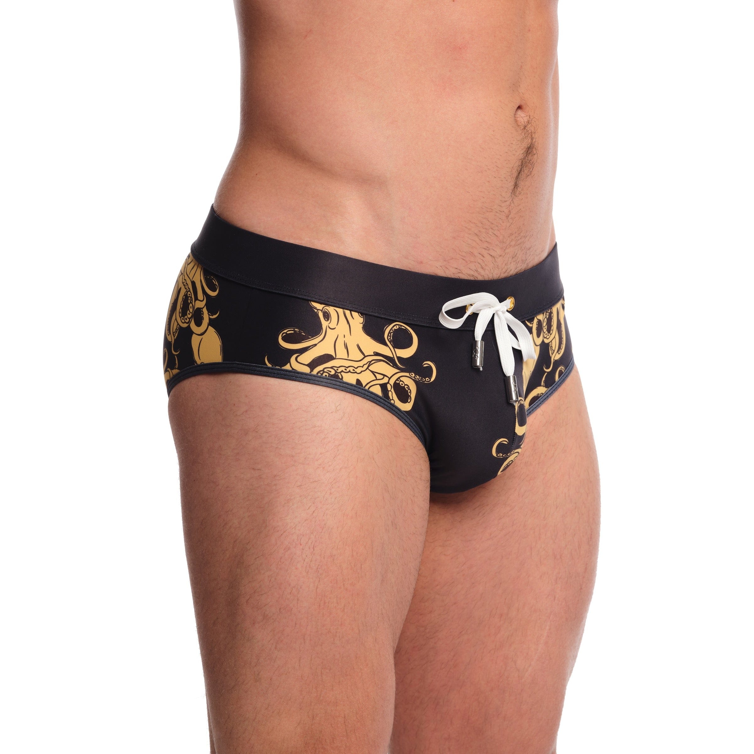 Octopus Black Swim Brief - Men's Stylish & Comfortable Swimwear for Beach, Pool & Water Sports | Quick-Dry & UV Protection