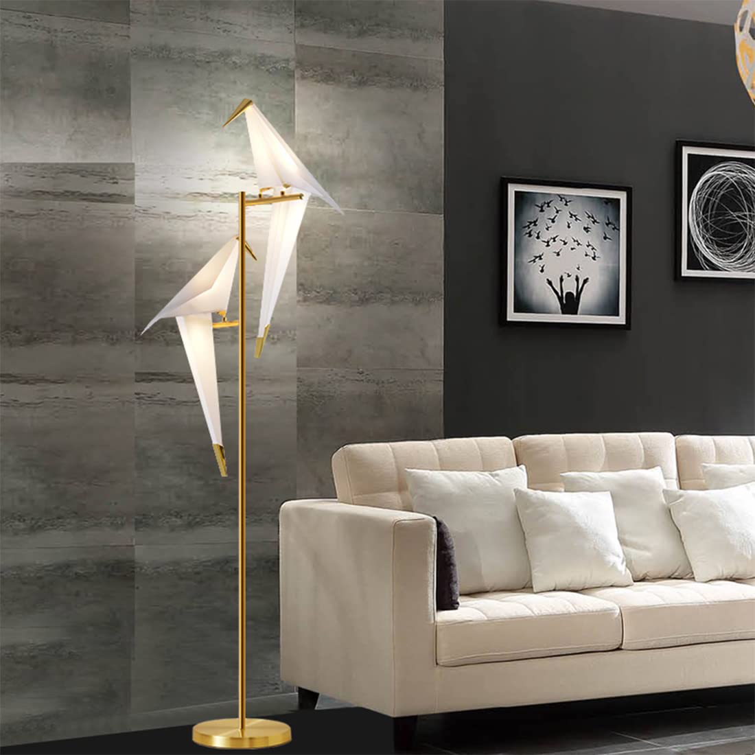 72 Inch Modern Golden Bird Floor Lamp with Swing Design - Elegant Lighting for Bedroom, Study, Living Room - Perfect for Reading Nook, Cozy Corner & Home Decor
