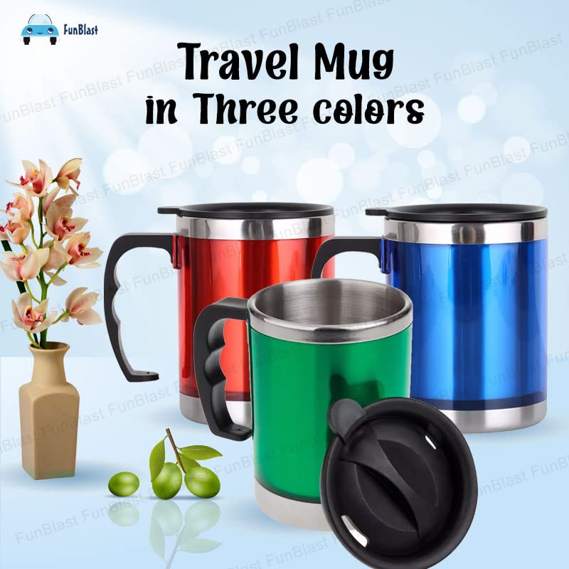 FunBlast Kids Stainless Steel Milk Mug with Lid - 350ml Cartoon Drinking Cup for Boys & Girls - Best Birthday Return Gift for Children - Perfect for School, Travel & Home Use (Red)