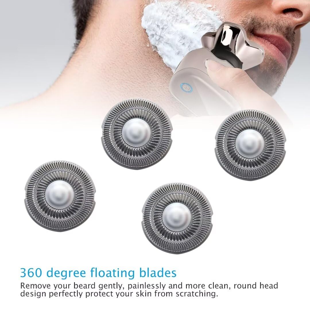 4 Pack Replacement Shaver Heads for Skull Shaver Pitbull Gold PRO - Compatible Replacement Blades for Men's Electric Shaver - Perfect for Travel, Home & Office Use