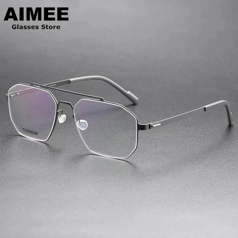 Aimee Women's Full Rim Square Double Bridge Titanium Eyeglasses Frame 98003 - Lightweight Durable Glasses for Work, Reading & Fashion