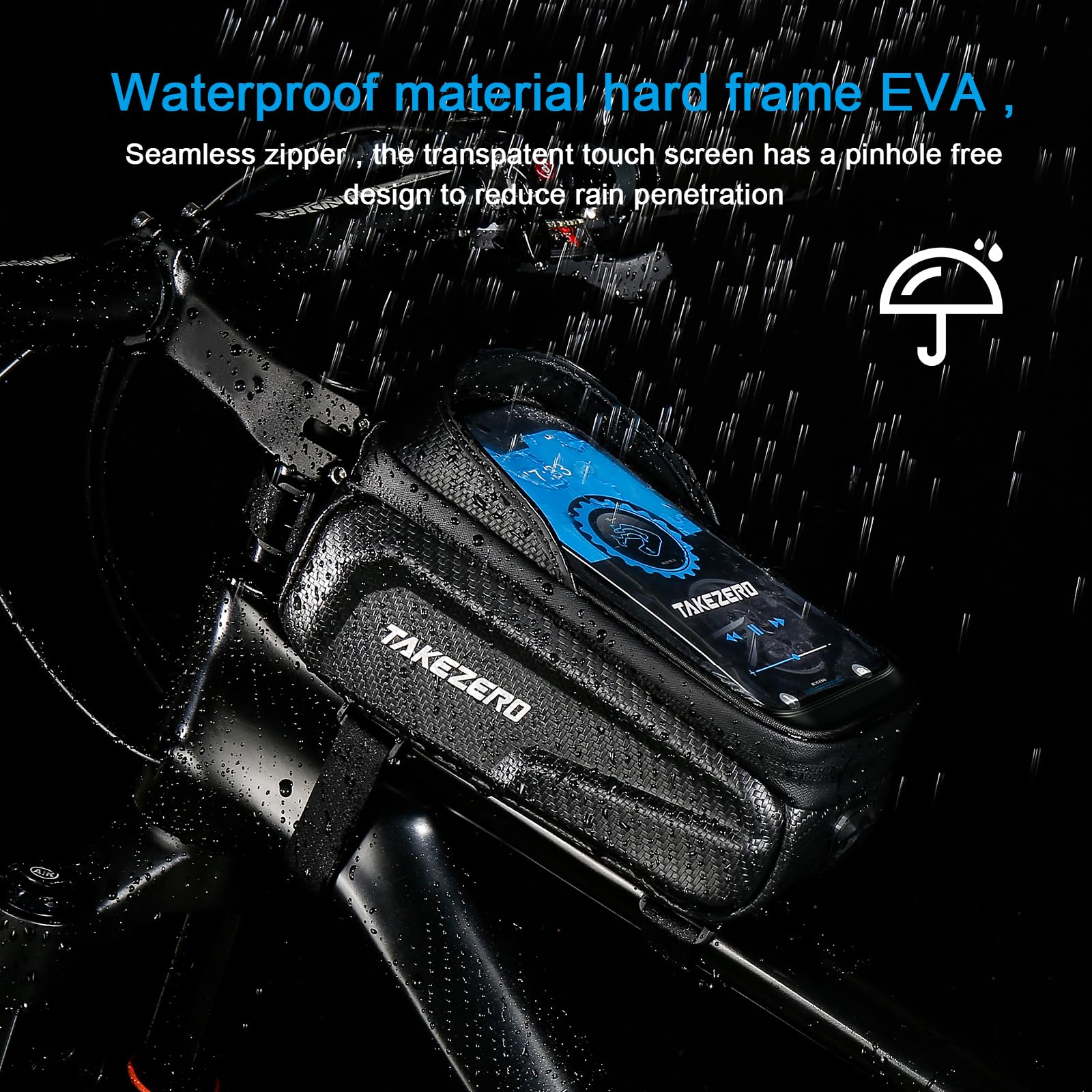 Waterproof Bike Phone Bag - Front Frame Handlebar Pouch for Bicycle | Touch Screen Compatible Under 6.5