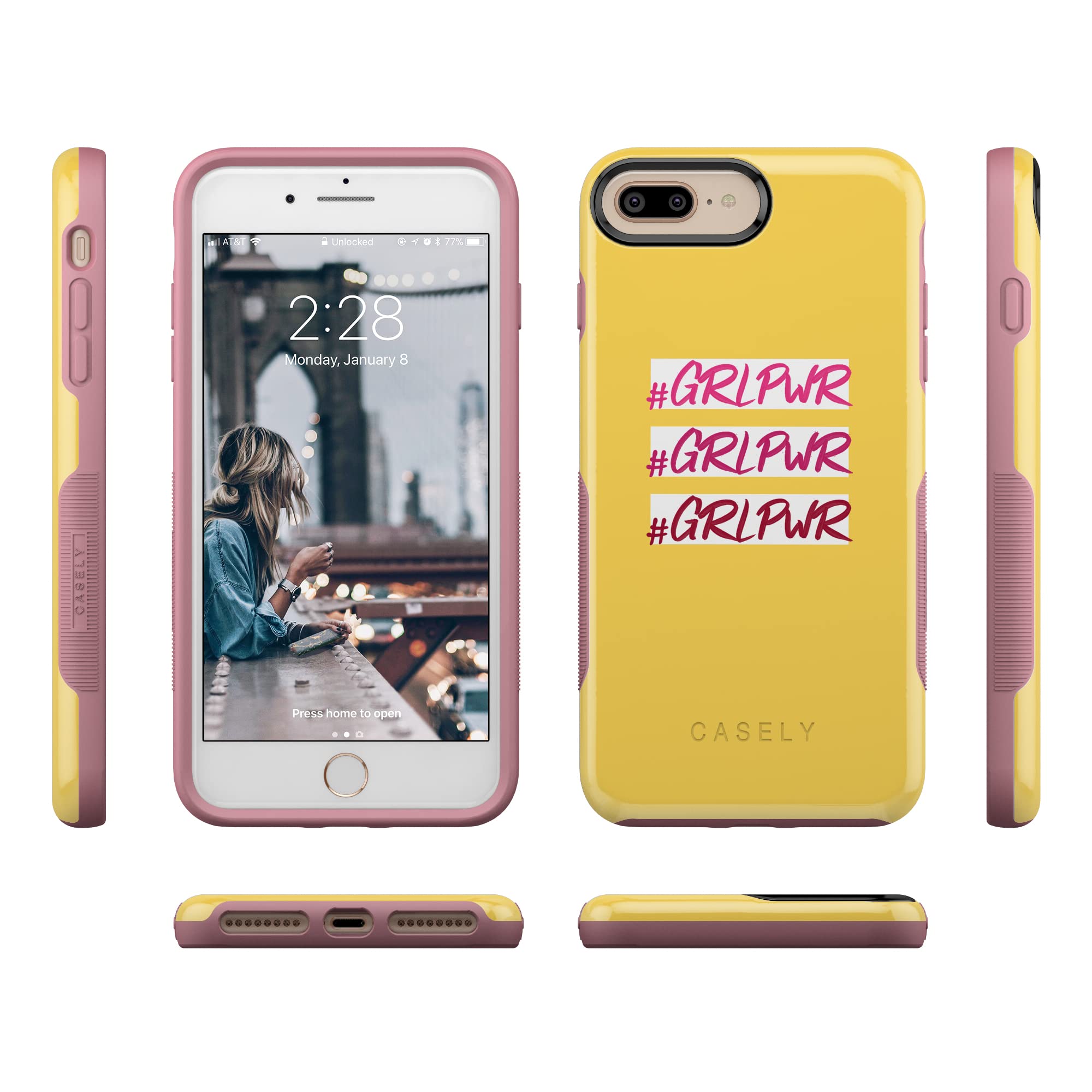 Casely iPhone 6/7/8 Plus Case - #GRLPWR Triple Threat Protective Phone Cover | Slim Shockproof Case for Women, Girls | Perfect for Work, School & Everyday Use