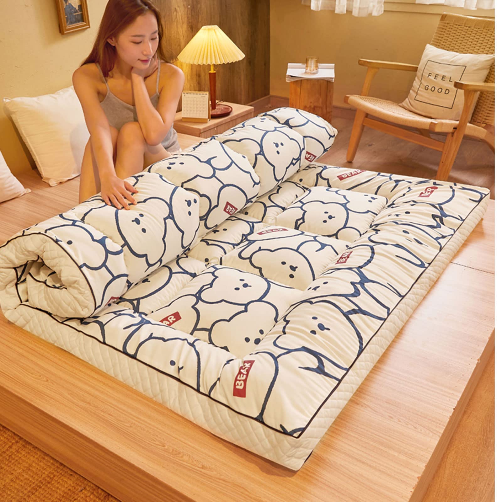 WENNEW Japanese Floor Futon Mattress - Foldable Tatami Mat for Sleeping, Camping & Minimalist Living | King Size | Perfect for Home, Guest Room & Outdoor Adventures