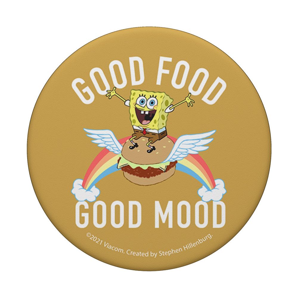 SpongeBob SquarePants PopGrip - Good Food Good Mood Phone Grip & Stand | Compatible with iPhone, Samsung & Smartphones | Perfect for Work, School & Travel