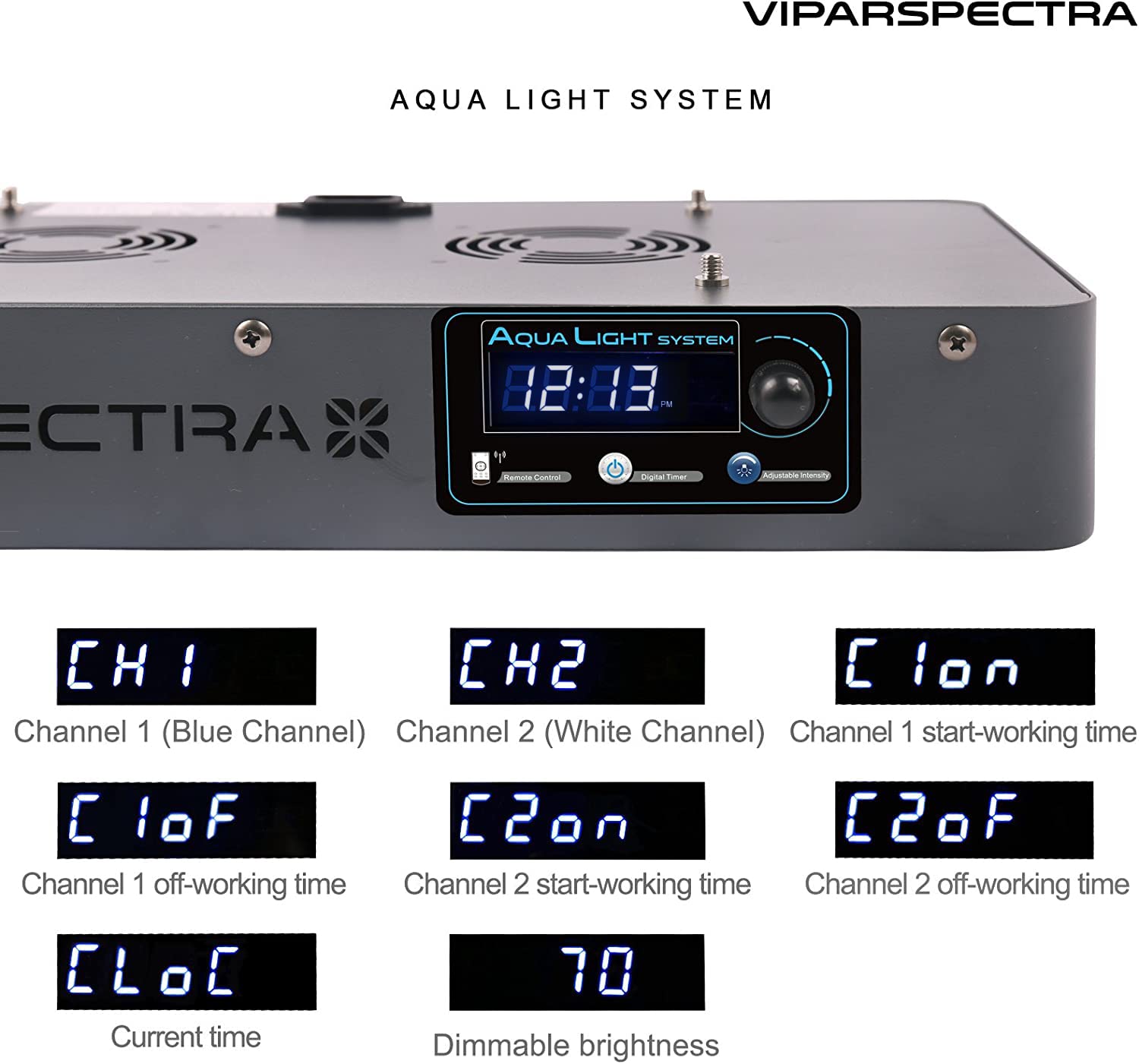 VIPARSPECTRA 165W Dimmable Full Spectrum LED Aquarium Light for Coral Reef & Saltwater Fish Tanks - Remote Control, Timer, Auto On/Off, Adjustable Blue/White Channels (0-100%) - Perfect for Marine Coral Growth & Fish Tank Lighting