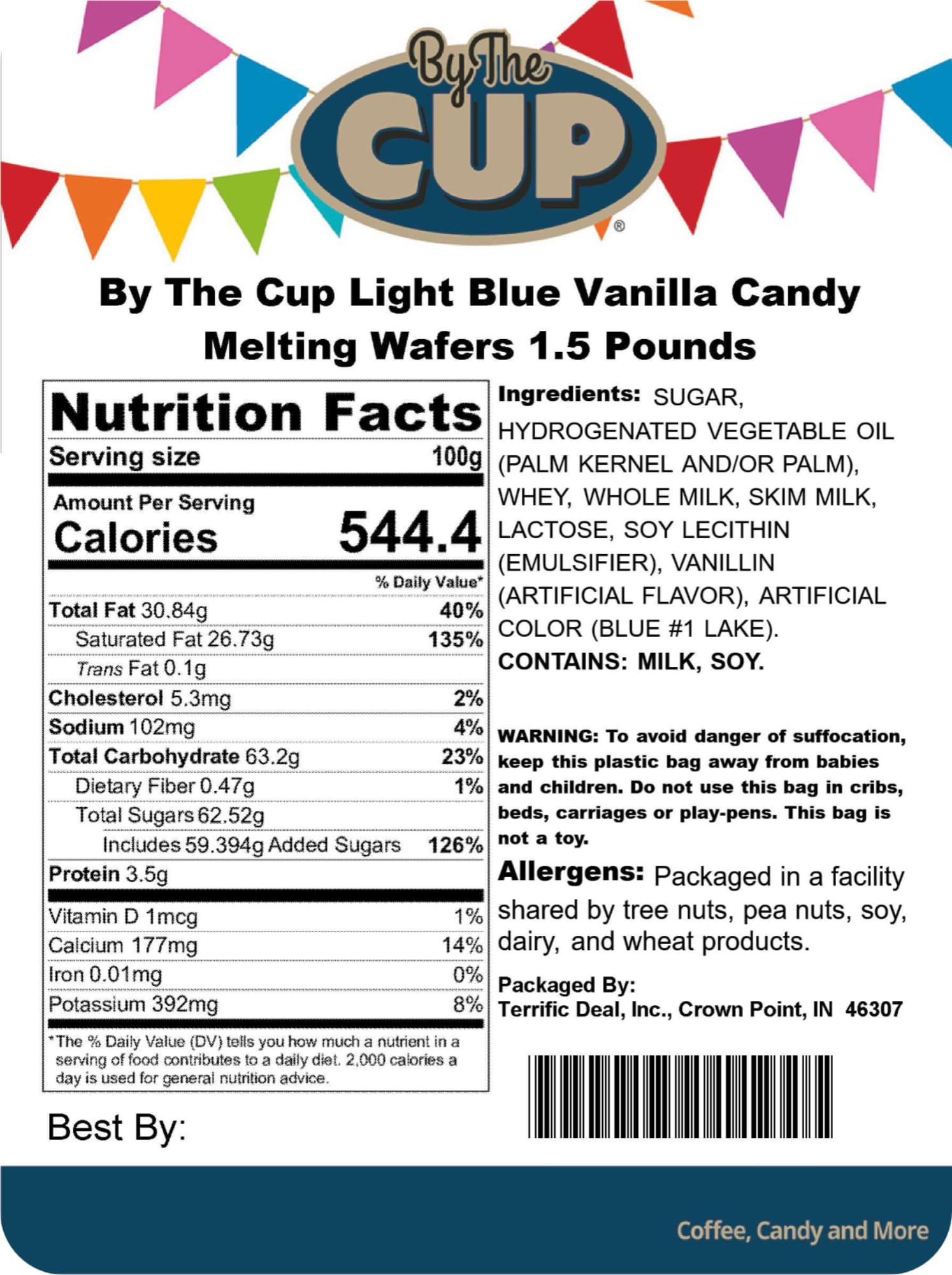 Light Blue Vanilla Candy Melting Wafers by The Cup - 1.5 lb Bulk Pack for Cake Decorating, Chocolate Dipping & Candy Making