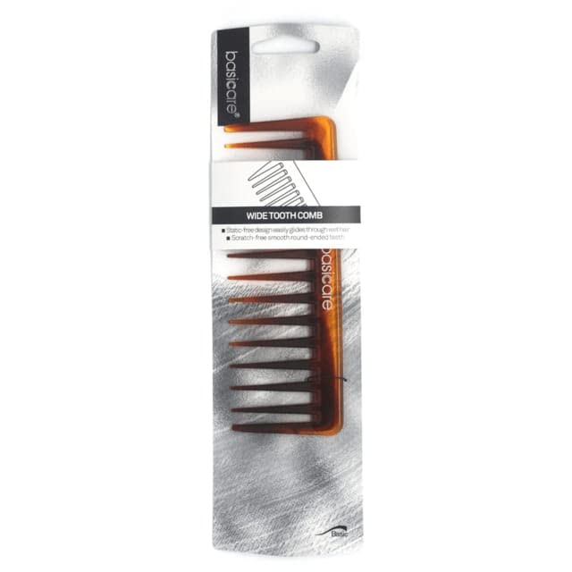 Basicare Wide Tooth Hair Detangling Comb for Thick Curly Wavy Hair - Gentle Wet & Dry Hair Detangler for Men & Women - Perfect for Salon Styling, Shampooing & Everyday Hair Care