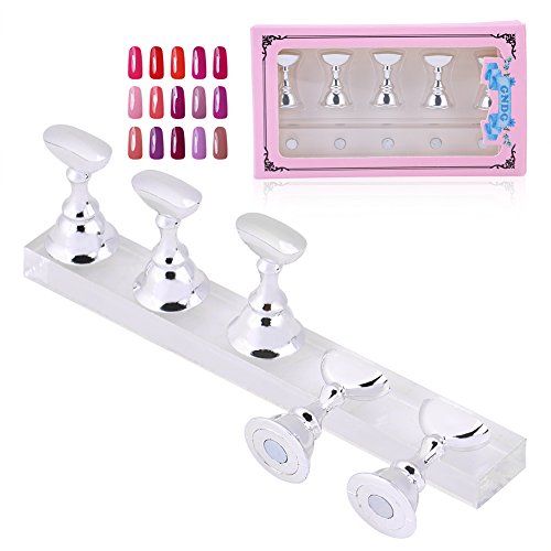 5Pcs Magnetic Nail Tip Holders - Nail Art Practice Stand with Chess Board Design - Professional Nail Tip Display & Training Tool for Salon & Home DIY Manicure Practice