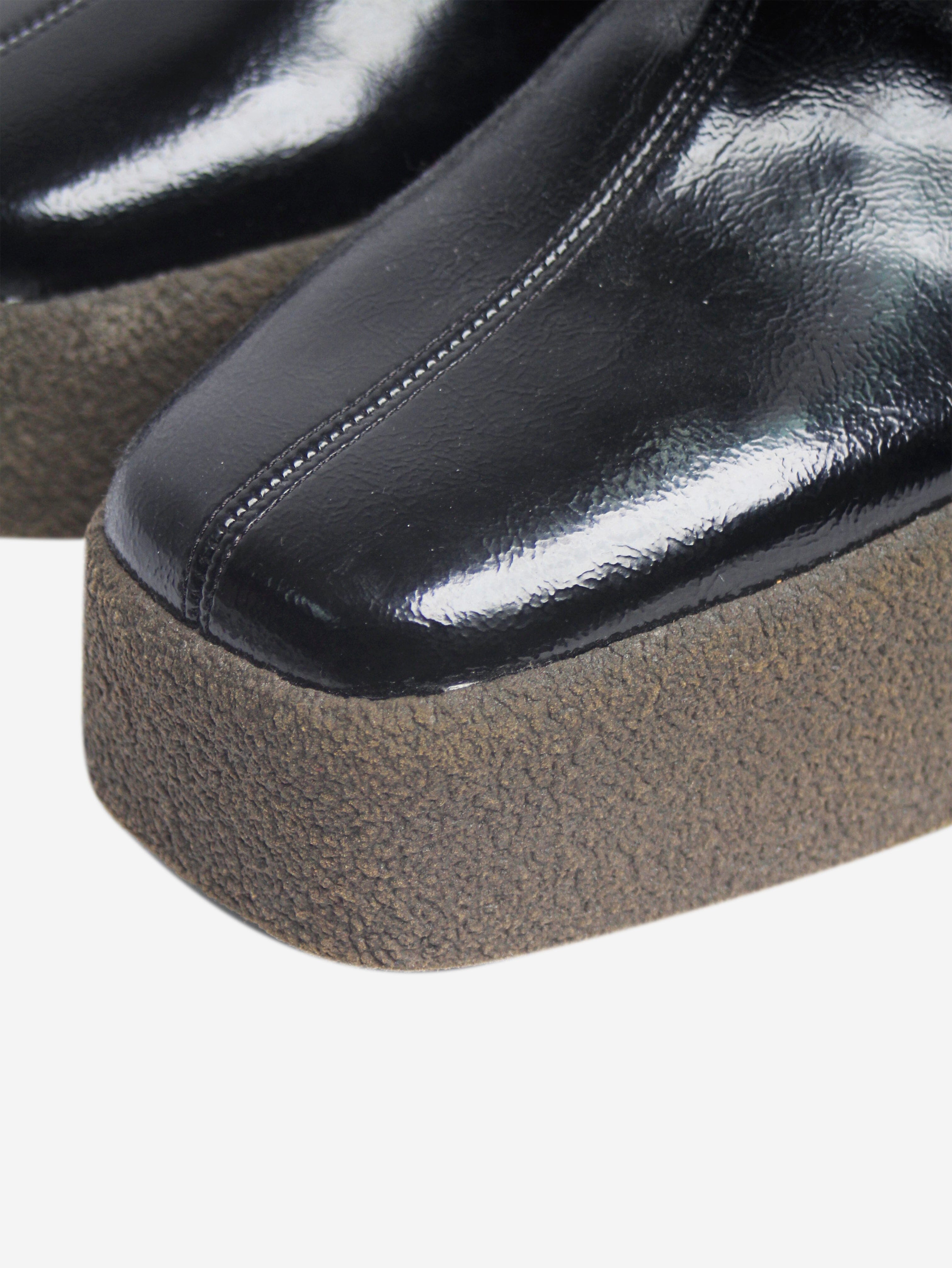 Black Vegan Patent Leather Platform Boots Women's Size EU 38 (US 7.5) - Stylish & Comfortable for Party, Night Out & Fashion Streetwear