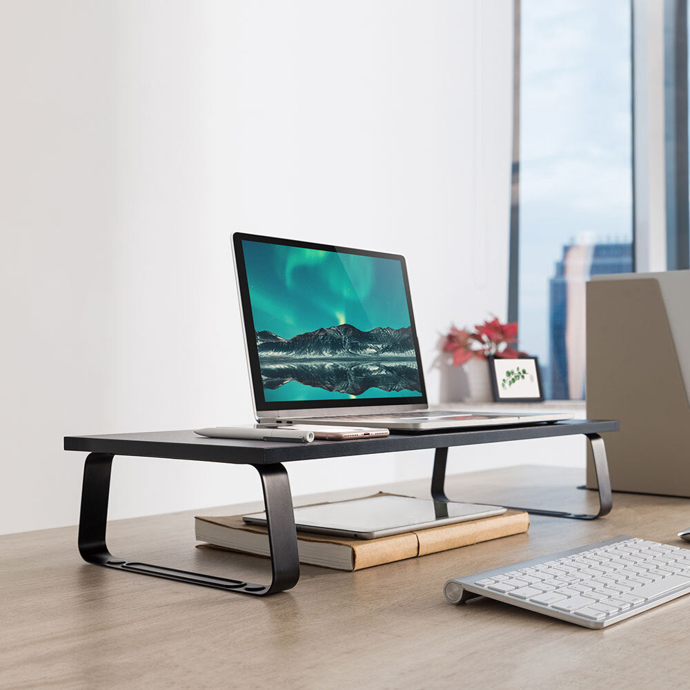Activiva Monitor Stand Riser - Adjustable Ergonomic Laptop & Computer Screen Stand with Cable Management (Black) - Perfect for Home Office, Gaming Setup & Workspace Organization
