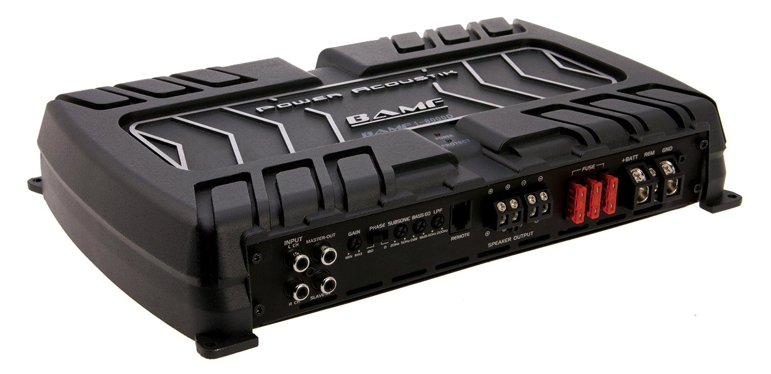 Power Acoustik BAMF1 8000D Mono Car Amplifier - 8000W Max Power, 1 Channel BAMF Series - Perfect for Car Audio Systems, Bass Boost & Subwoofers
