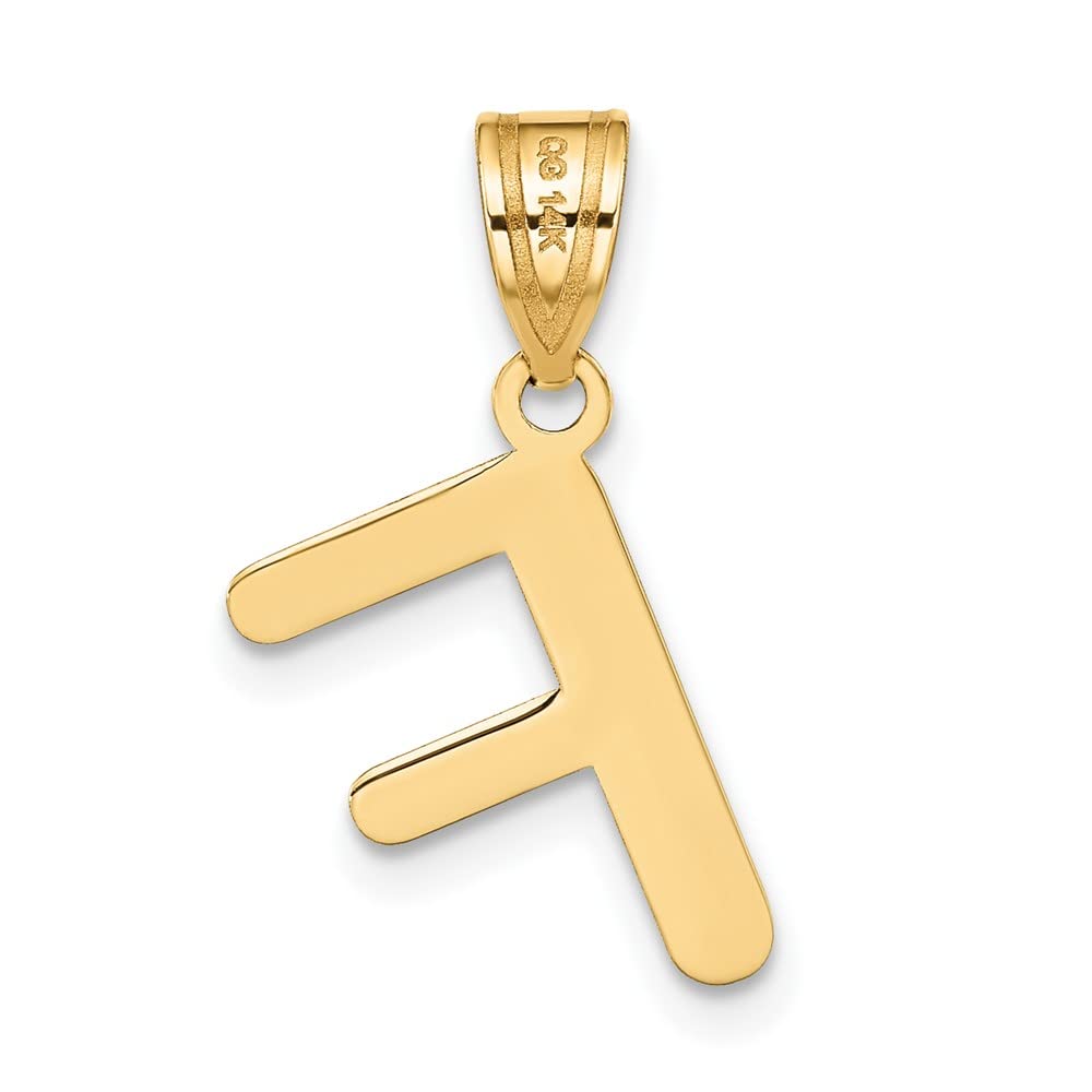 14K Yellow Gold Polished Bubble Letter F Initial Pendant Necklace - Elegant Personalized Jewelry Gift for Women, Perfect for Birthdays, Anniversaries and Special Occasions