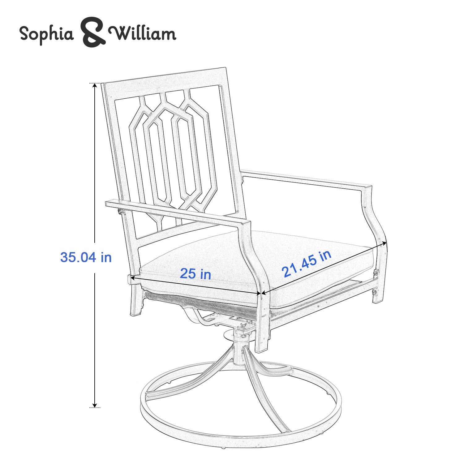 Sophia & William 4-Piece Outdoor Metal Swivel Rocking Chair Set with Cushions - Patio Dining Furniture for Garden, Backyard, Bistro - Supports 300 lbs - Perfect for Relaxing, Entertaining & Outdoor Dining