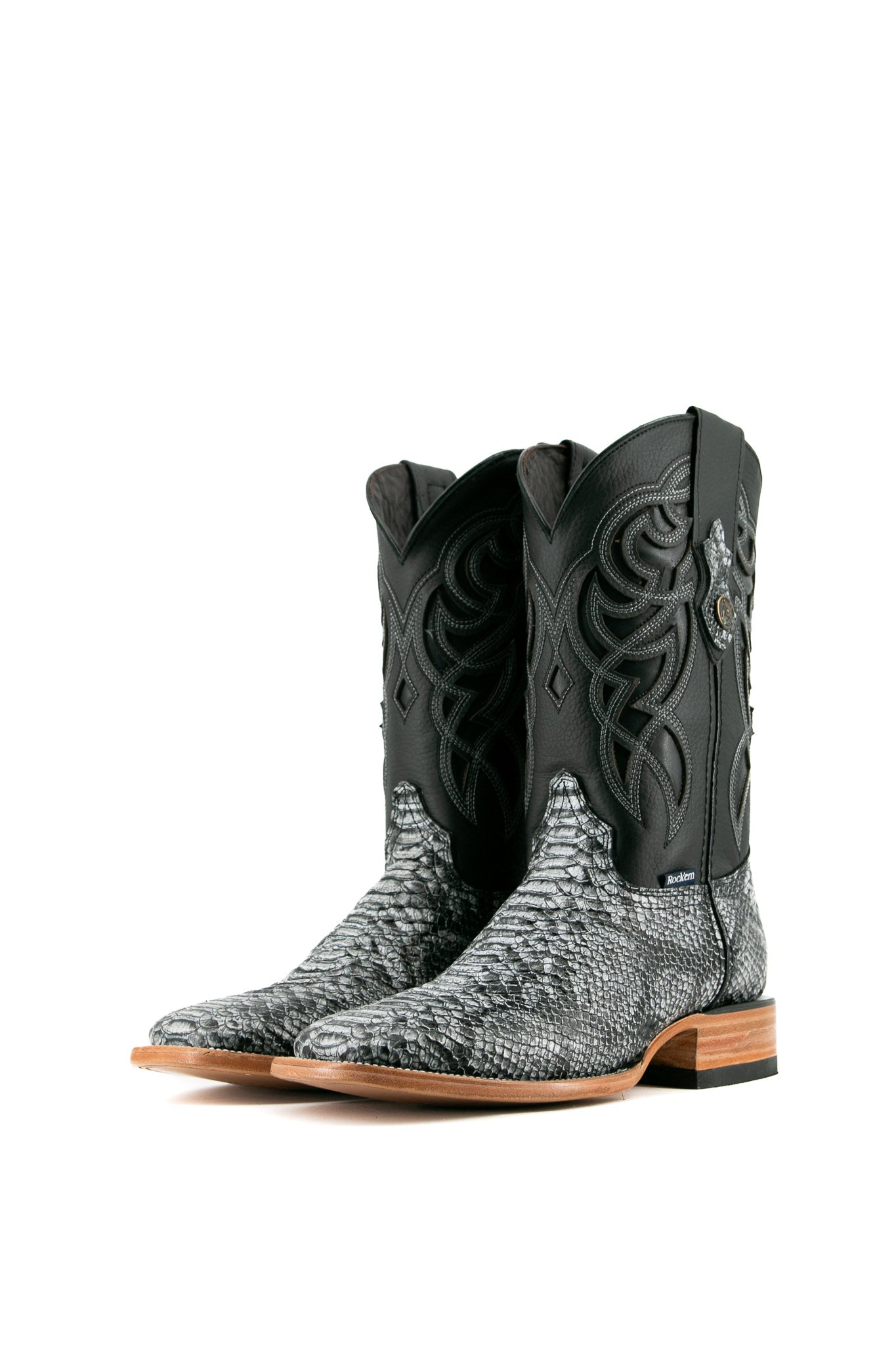 Premium Python Square Toe Cowboy Boots for Men - Western Style Leather Boots with Exotic Snake Skin - Perfect for Rodeo, Country Music Festivals & Western Fashion