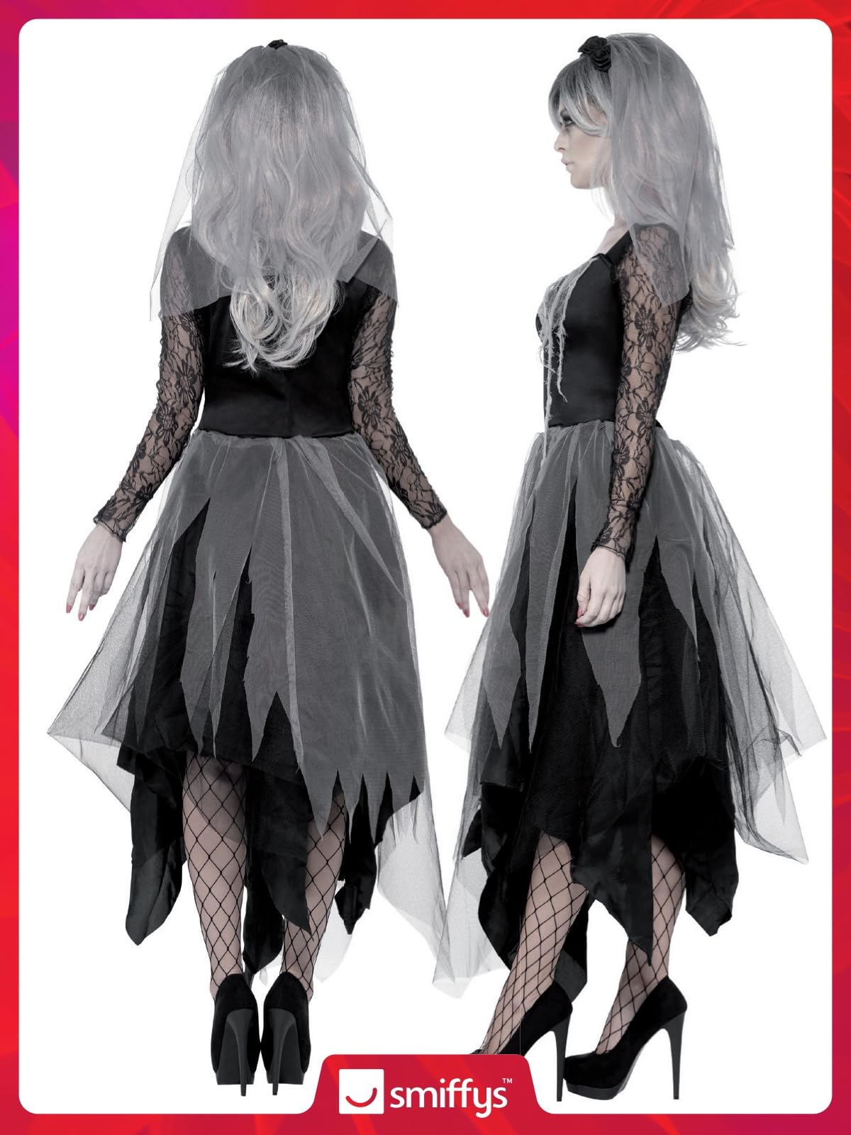 Smiffy's Women's Graveyard Bride Halloween Costume - Gothic Victorian Dress for Spooky Parties, Haunted House Events & Cosplay
