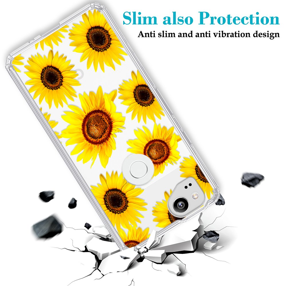 **Google Pixel 2 Case - Shockproof & Anti-Scratch Phone Cover with Glossy Blossoming Sunflower Design | Perfect for Everyday Protection & Style**
