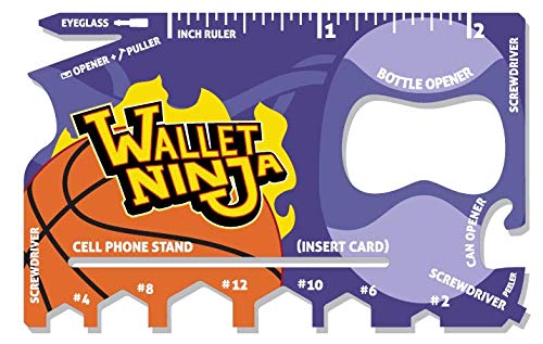 Wallet Ninja SPORTS: 18-in-1 Credit Card Sized Multitool for Baseball, Basketball & Football - Perfect for Outdoor Games, Camping & Emergency Situations