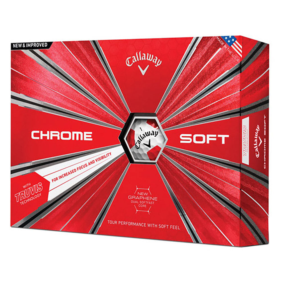 Callaway Chrome Soft Truvis Red Golf Balls - Premium 12 Pack (2018 Model) | High Performance for Distance & Control | Perfect for Tournament Play & Practice Rounds