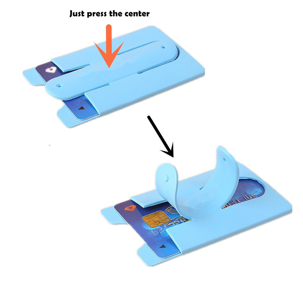 Stick-on Silicone Card Holder with Phone Stand - 6 Pack Slim Wallet for Credit Cards & Smartphone Support - Perfect for Travel, Office, and Daily Use