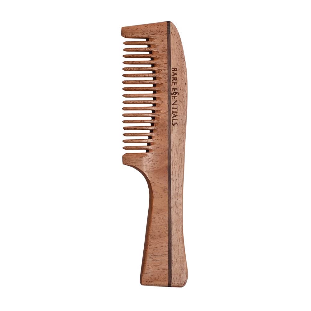 Bare Essentials Neem Wood Comb with Smooth Handle - 29g for Hair Detangling & Scalp Massage - Perfect for Daily Hair Care & Styling