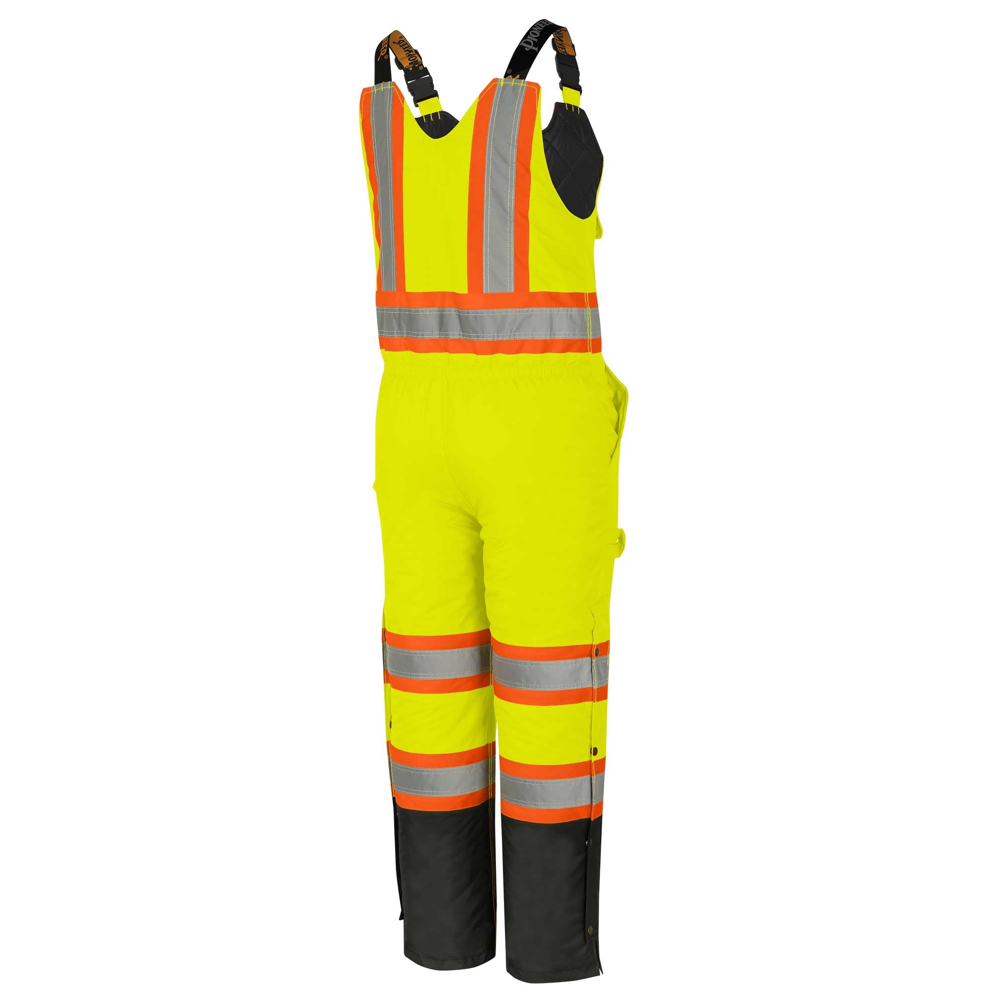 Pioneer High Visibility Waterproof Bib Overalls for Men & Women - Insulated Safety Work Pants with Reflective Strips - Ideal for Construction, Road Work & Outdoor Winter Jobs