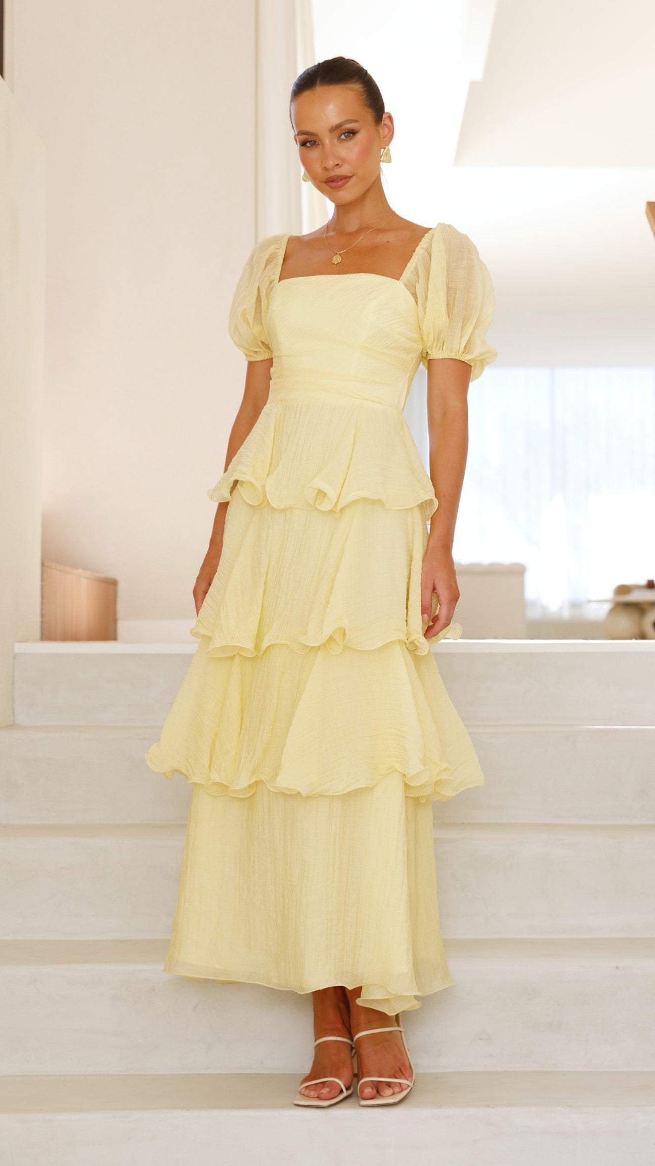 Lanelle Maxi Dress for Women - Flowy Yellow Summer Dress - Perfect for Beach, Vacation & Casual Outings