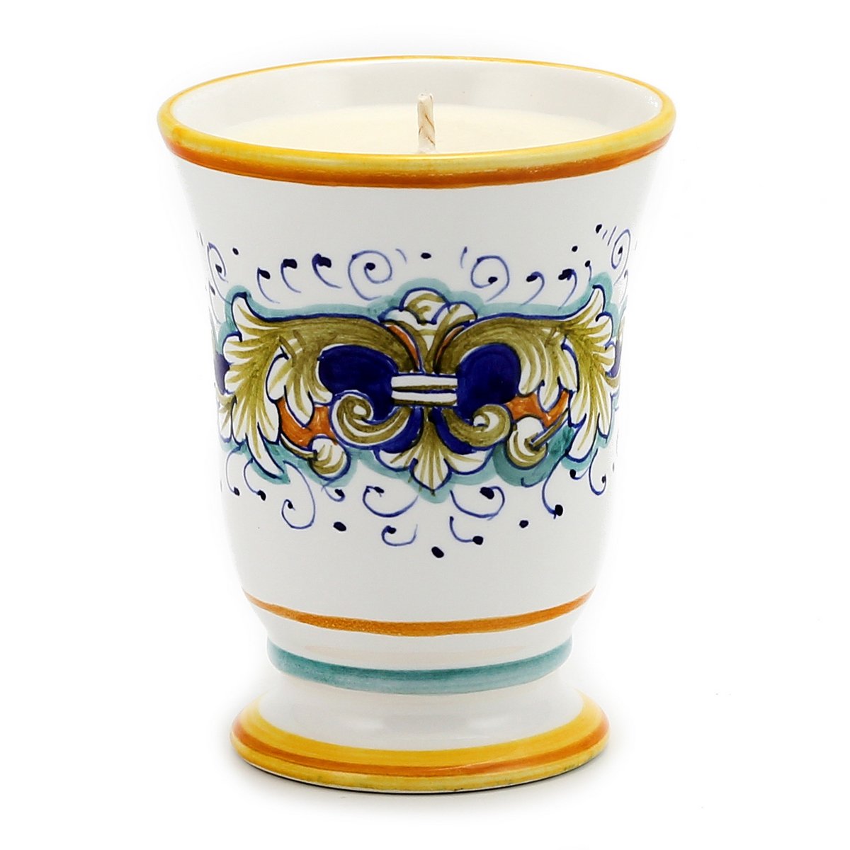 DERUTA CANDLES: Bell Cup DERUTA FOGLIE Design Unscented Candles - Perfect for Home Decor, Wedding Centerpieces & Relaxing Ambiance
