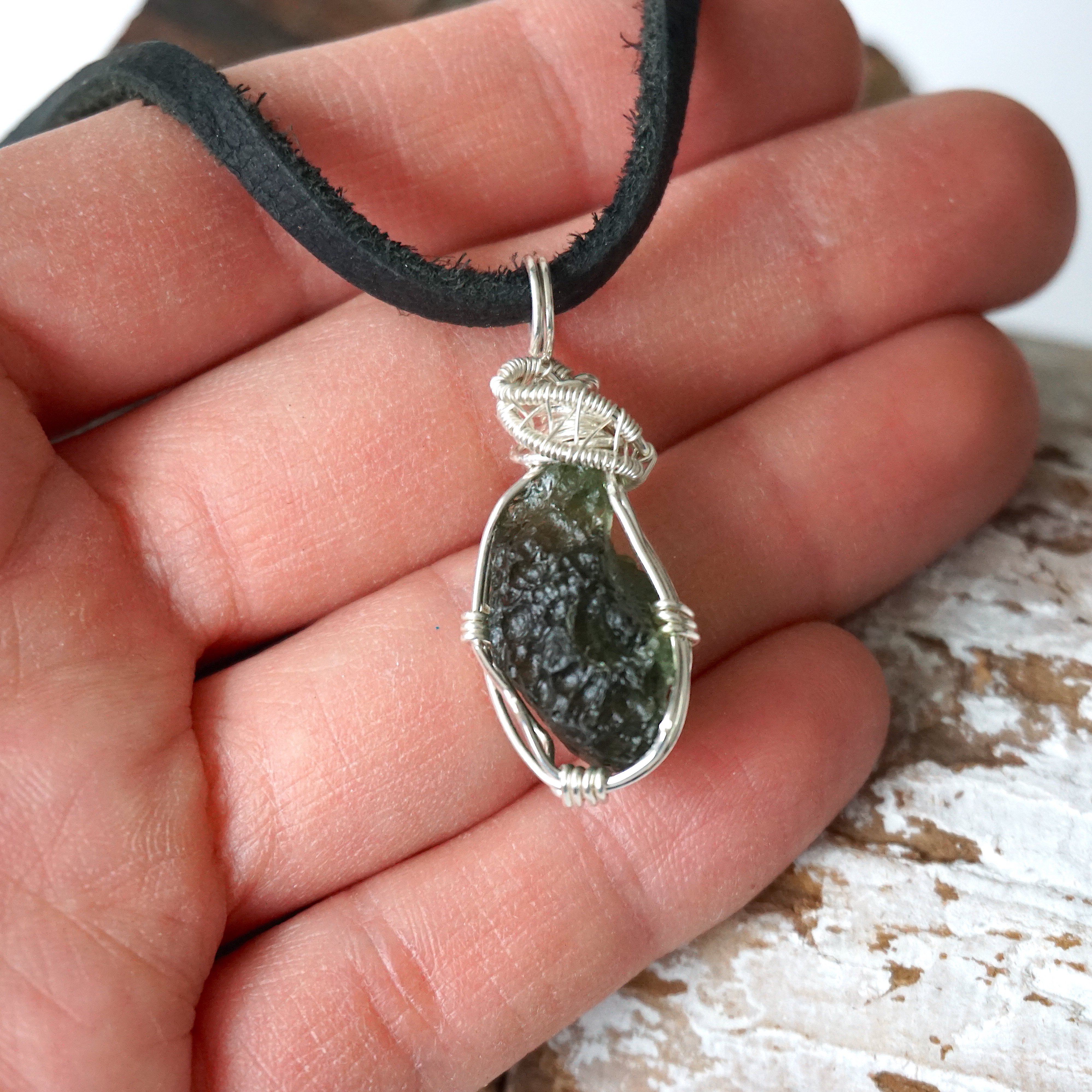 Special Edition Raw Moldavite Necklace in Sterling Silver - Authentic Czech Gemstone Jewelry for Spiritual Healing & Energy Protection