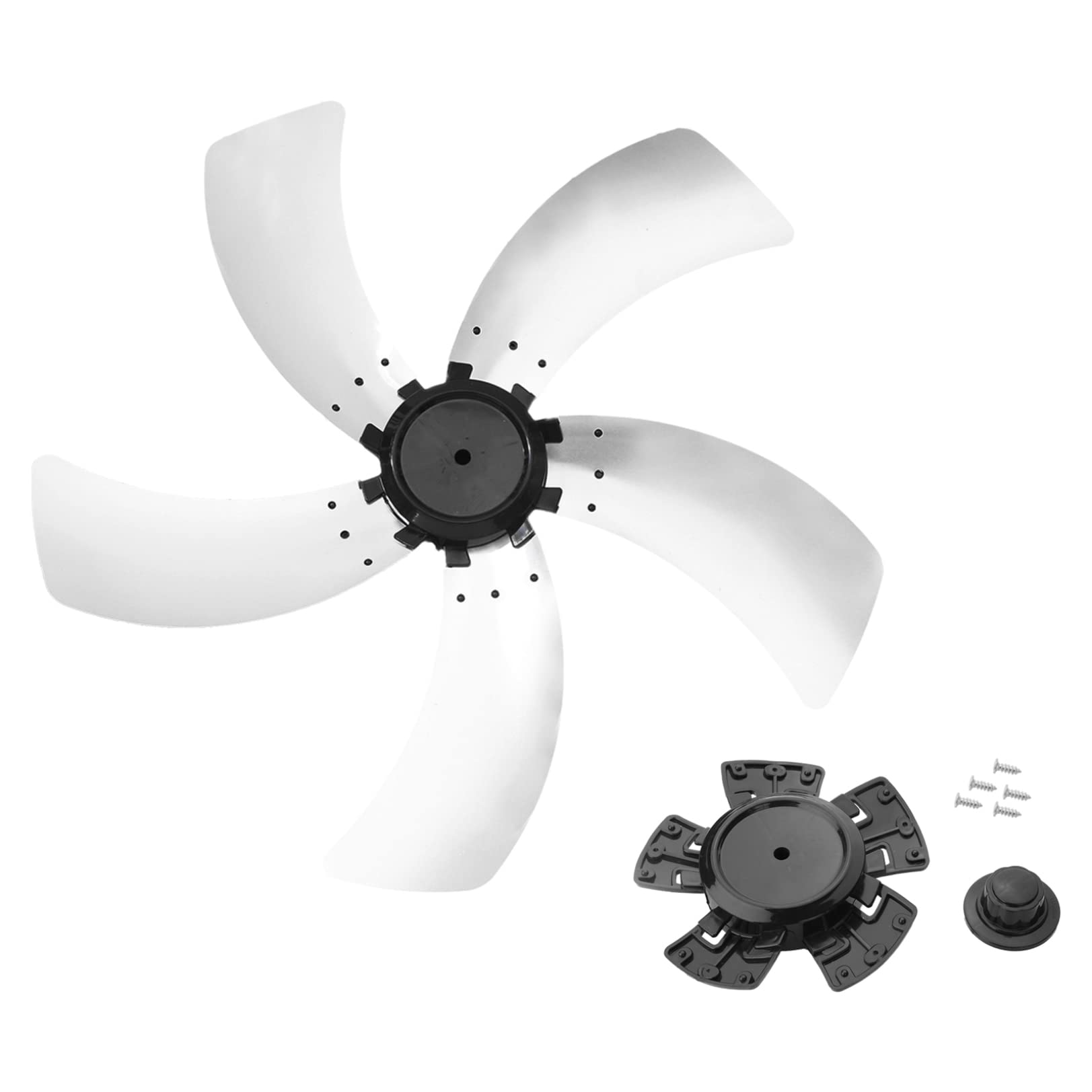 Renvena Universal 16 Inch Fan Blades Replacement with Nut Cover - Compatible with Standing Pedestal Fan, Table Fan, and Camper Fan (Type F) - Perfect for Home, Office, and Outdoor Cooling