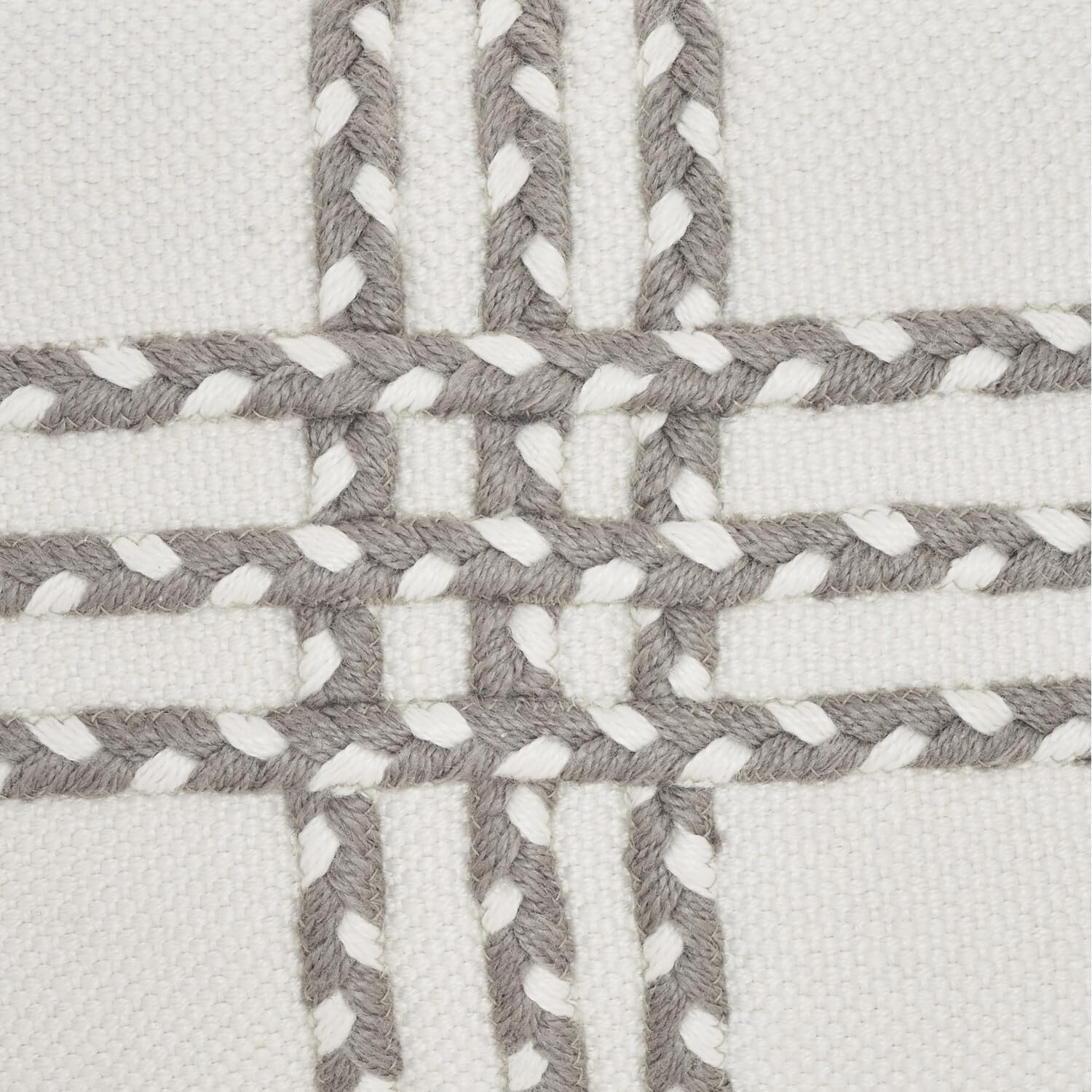 Premium Outdoor Pillows - 14x20 Inch Criss Cross Braid Throw Pillows in Grey for Patio, Garden & Poolside Decor | Water-Resistant & Durable