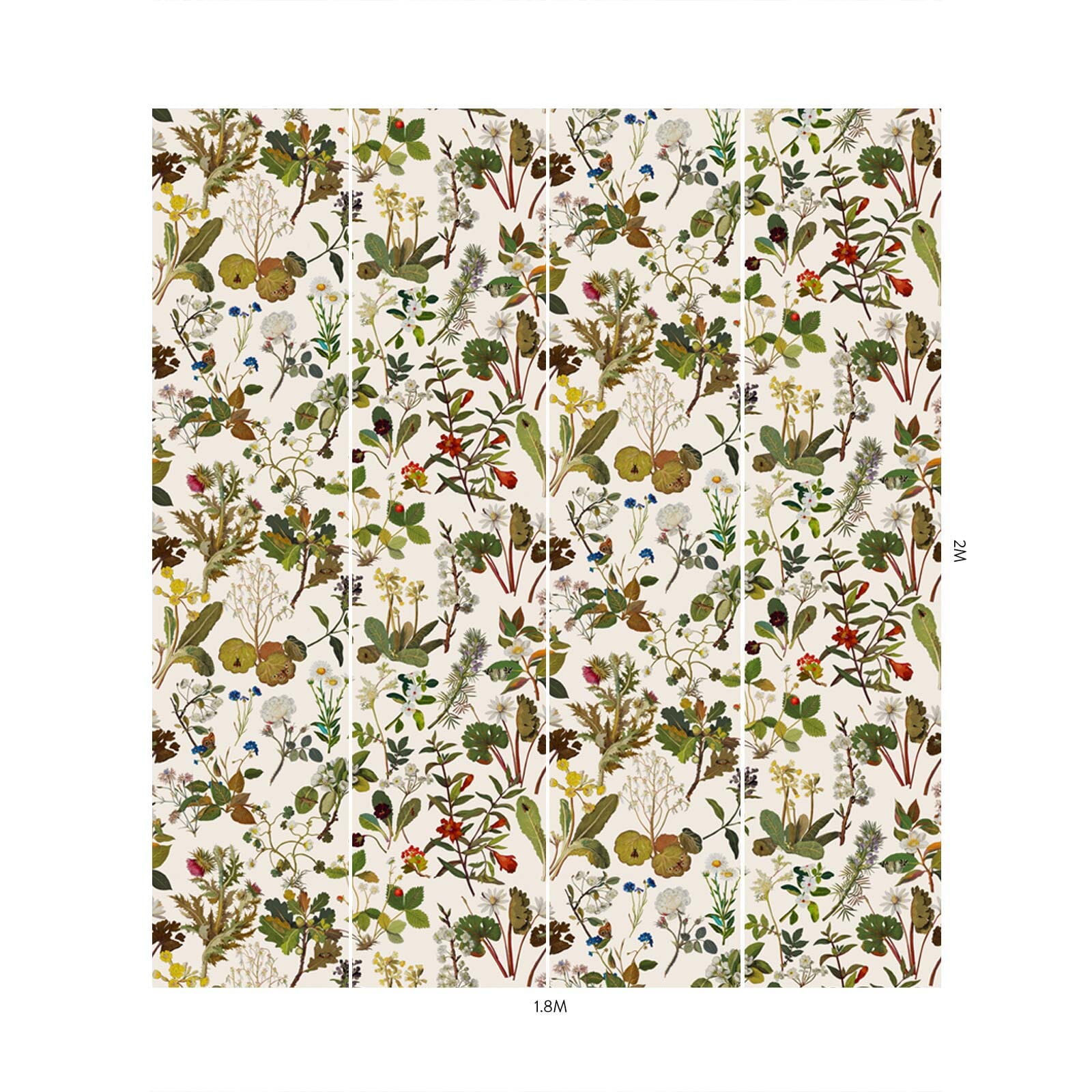 HERBARIUM Wallpaper Ecru - Botanical Floral Peel and Stick Wallpaper for Bedroom, Living Room & Home Decor | Easy to Install & Removable