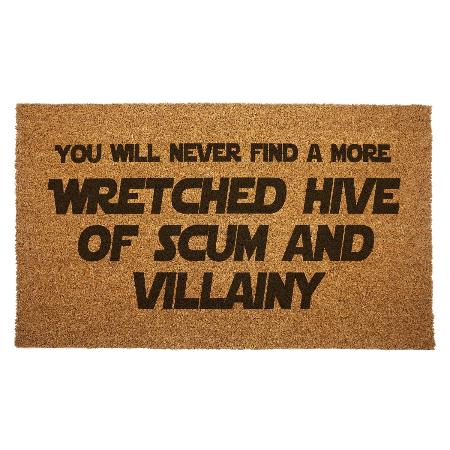 Star Wars Themed 'Wretched Hive of Scum and Villainy' Doormat - Funny Movie Quote Entry Mat for Fans - Perfect for Front Door, Home Theater, or Geek Decor