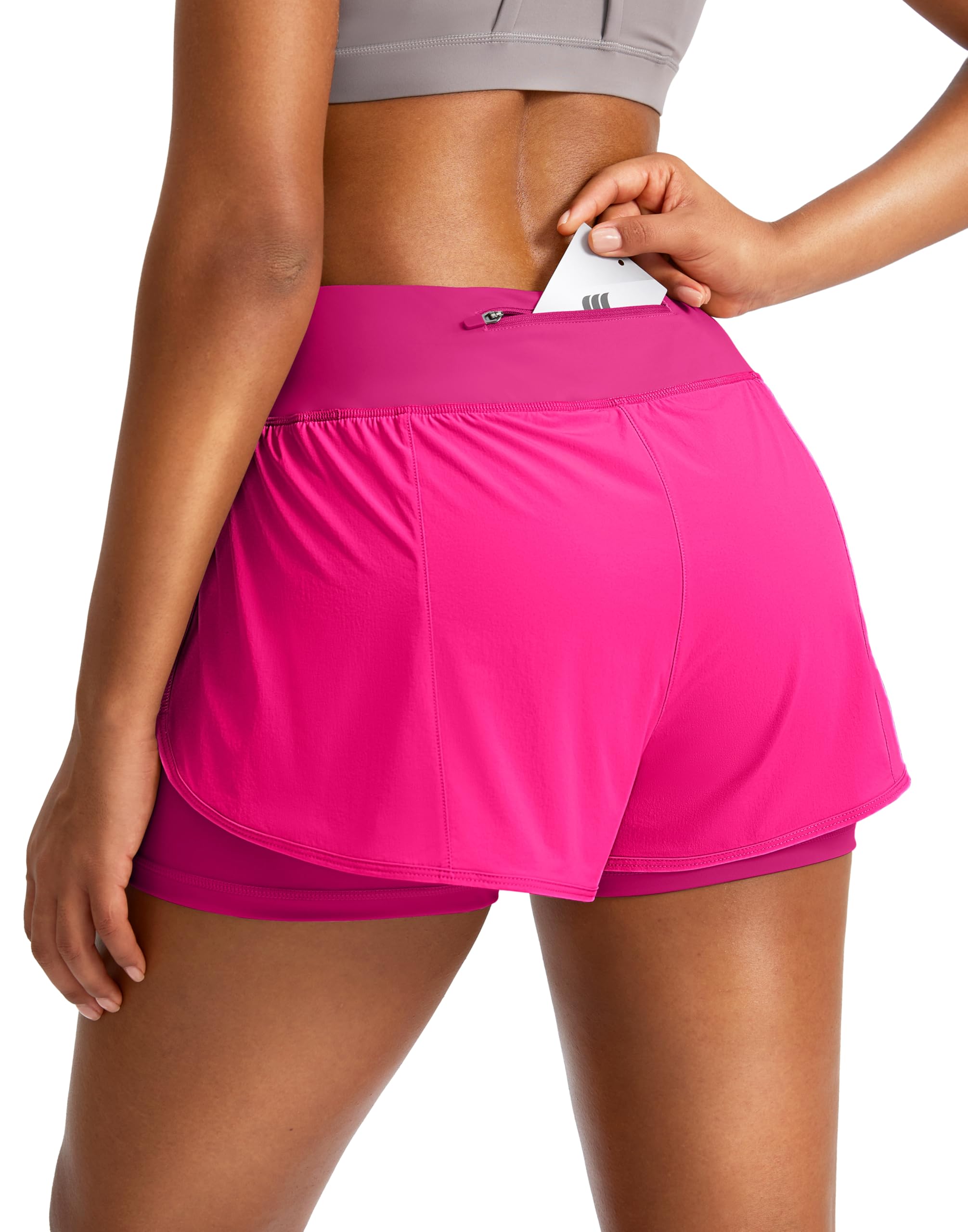 Women's 2-in-1 High Waisted Running Shorts with Zipper Pockets - Breathable Spandex Workout Shorts for Gym, Yoga & Athletic Activities | Perfect for Jogging, Fitness Training & Outdoor Sports