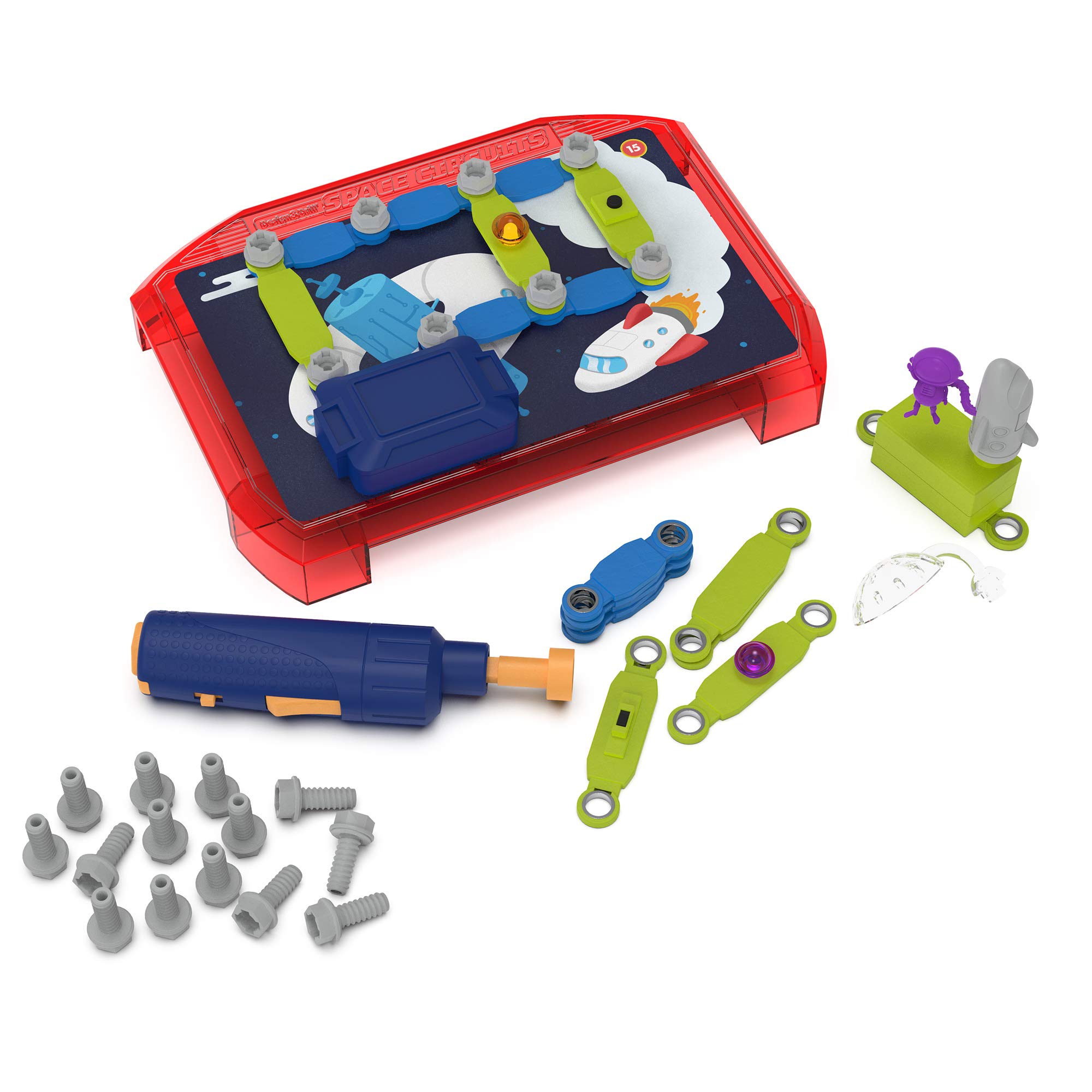 Educational Insights Design & Drill Space Circuits STEM Toy – Beginner Circuit Building Science Kit with 52 Pieces, Kid-Friendly Power Drill & 20 Challenges – Perfect for Boys & Girls Ages 5+ | Fun Learning Activity for Home, Classroom & STEM Education