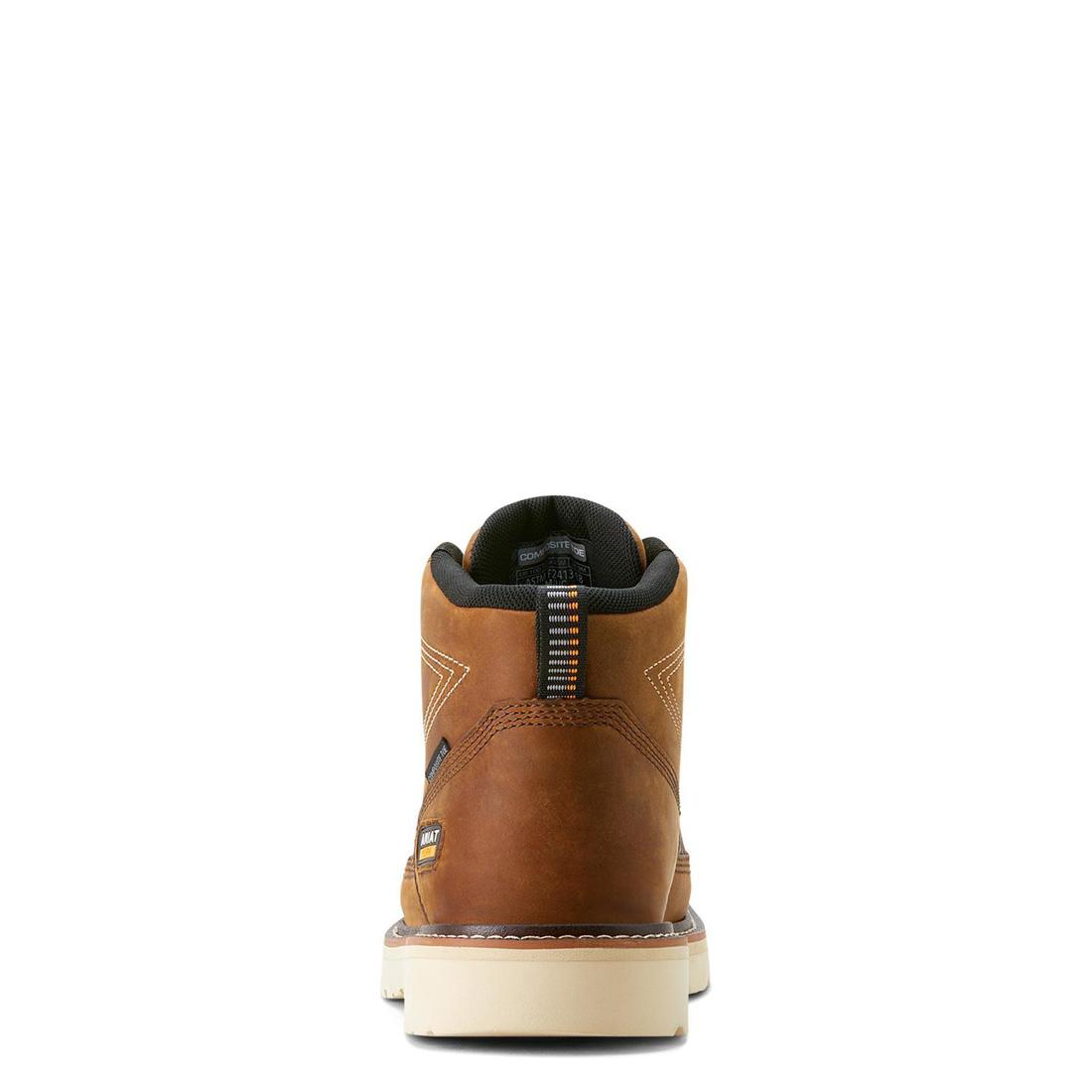 Rebar Lift Composite Toe Chukka Work Boots - Distressed Brown Textured Leather - Safety Shoes for Construction, Warehouse & Outdoor Work