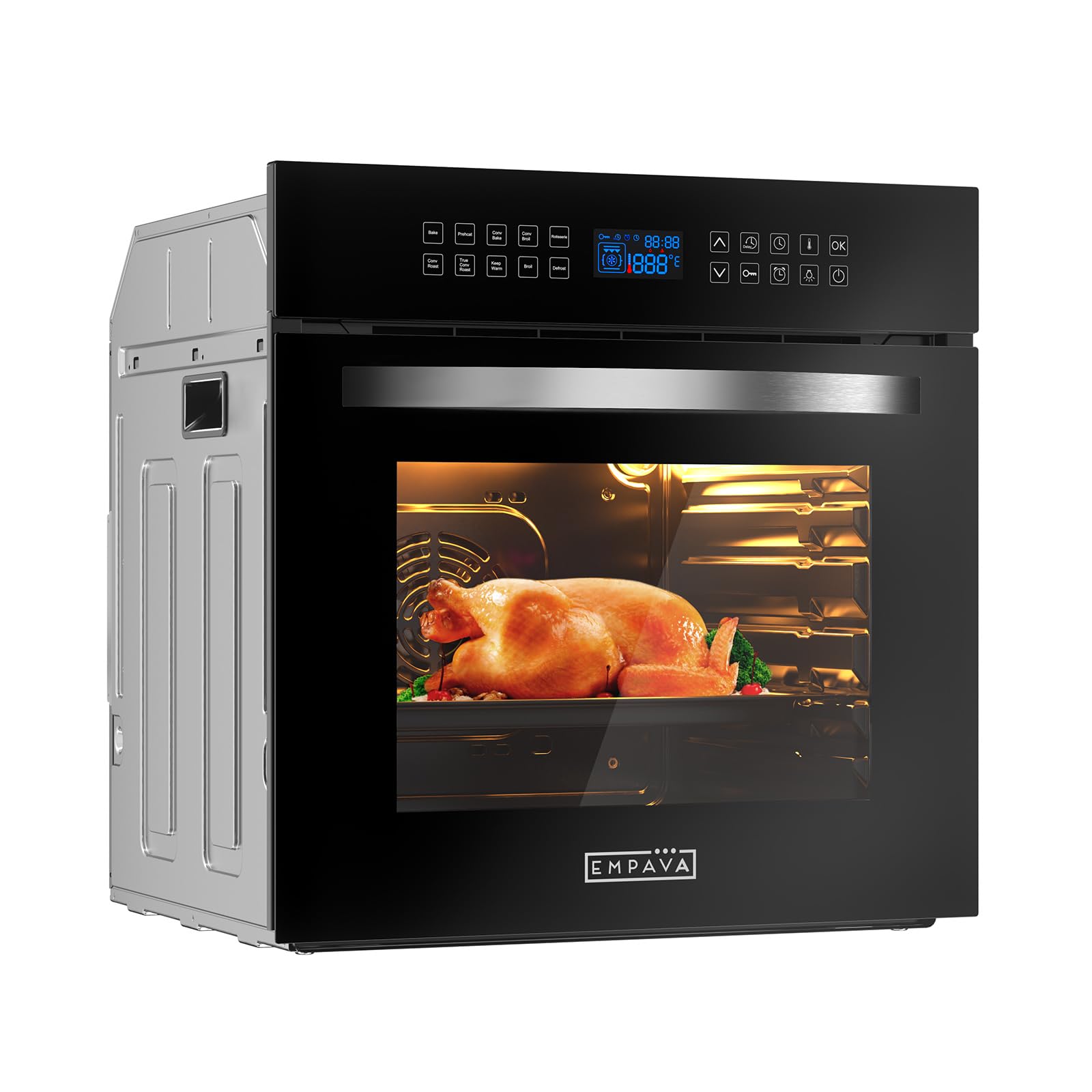 Empava 24 Inch Built-in Electric Single Wall Oven - 10 Cooking Functions, Convection System with Touch Screen Control, 360° Rotisserie - Perfect for Baking, Roasting & Entertaining in Modern Kitchens