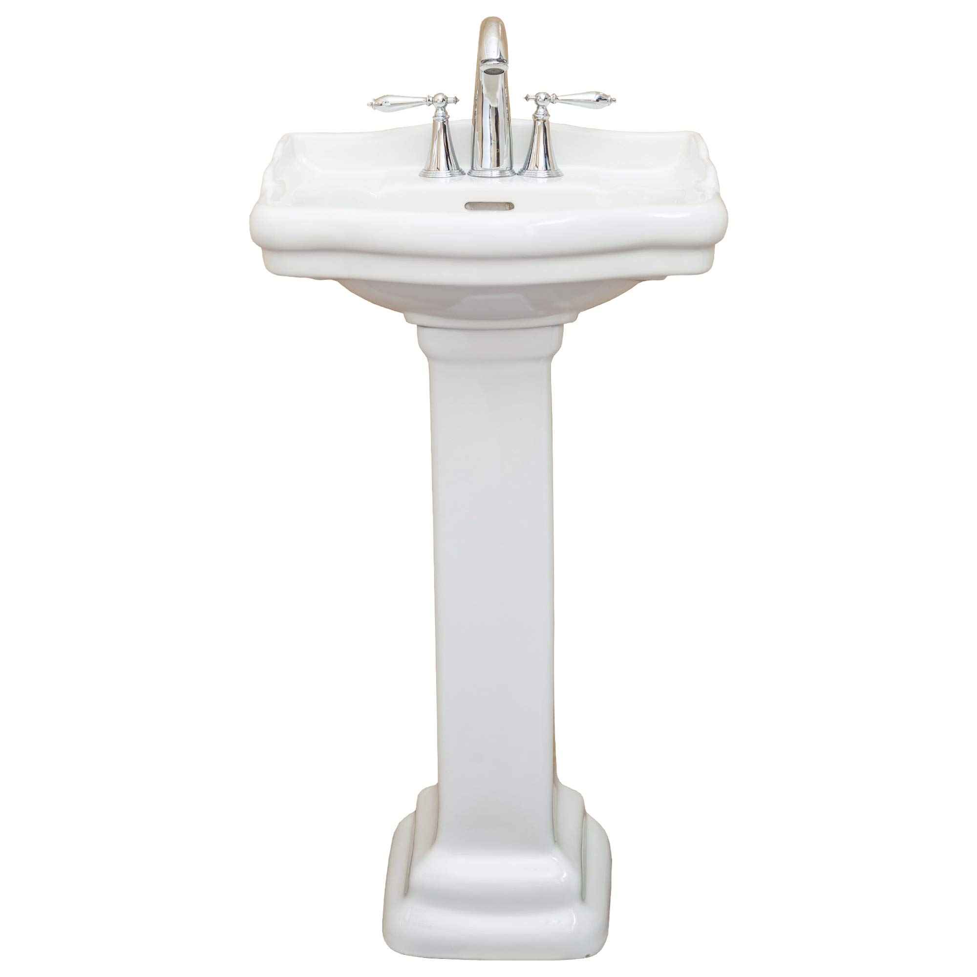 Fine Fixtures Roosevelt 18-Inch Pedestal Bathroom Sink - Durable Vitreous China Ceramic with 4-Inch 3-Hole Faucet - Modern Small Vanity for Powder Rooms, Guest Baths & Space-Saving Designs