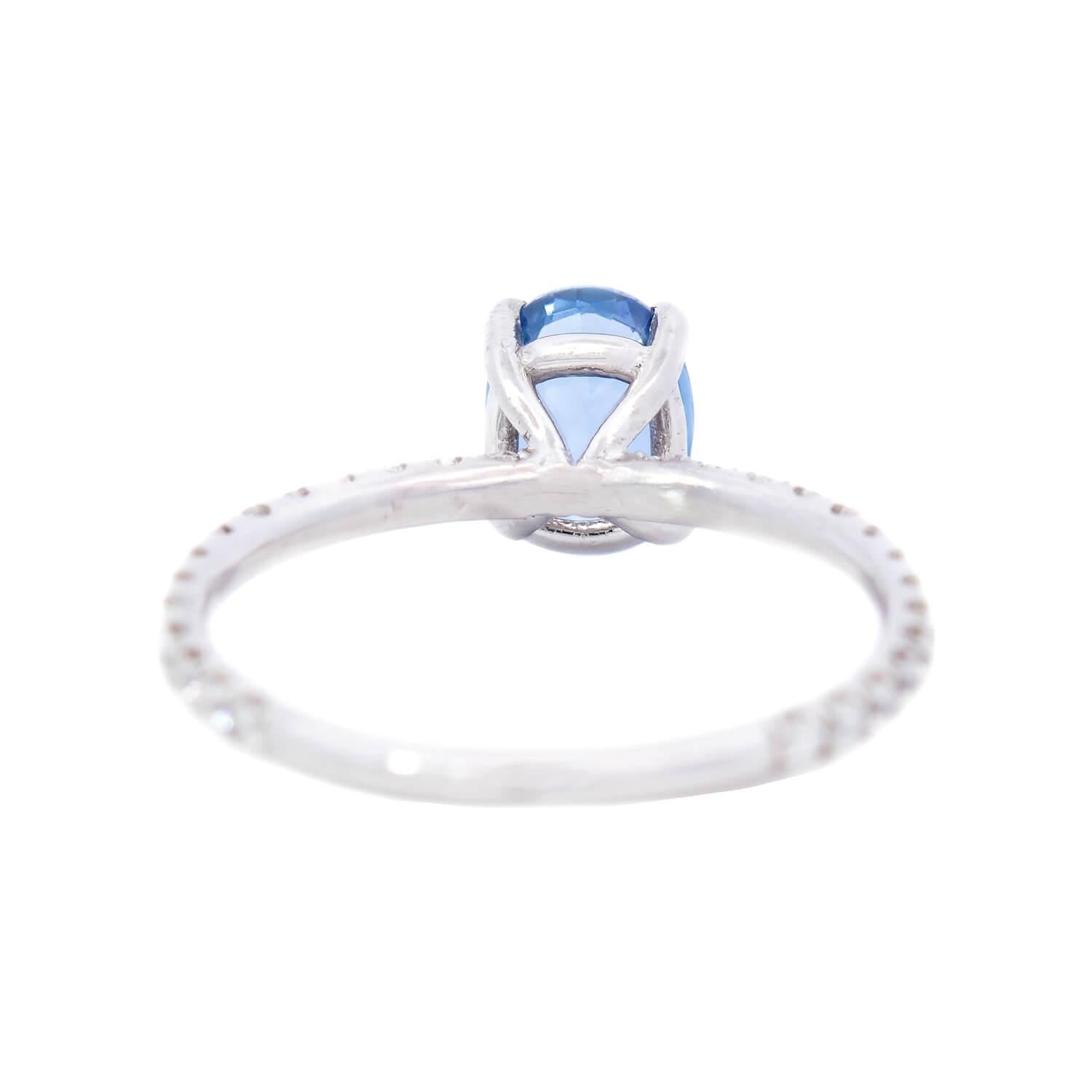 18K White Gold Sapphire & Diamond Engagement Ring for Women - Elegant Wedding, Proposal, Anniversary Gift - Perfect for Romantic Occasions