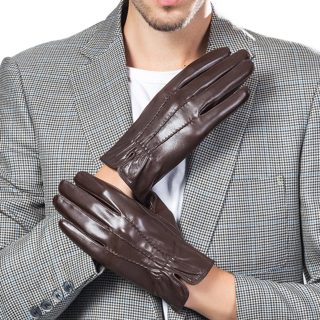 Premium Men's Winter Driving Gloves - Genuine Lambskin Leather, Warm & Comfortable for Cold Weather - Ideal for Commuting, Road Trips & Outdoor Activities