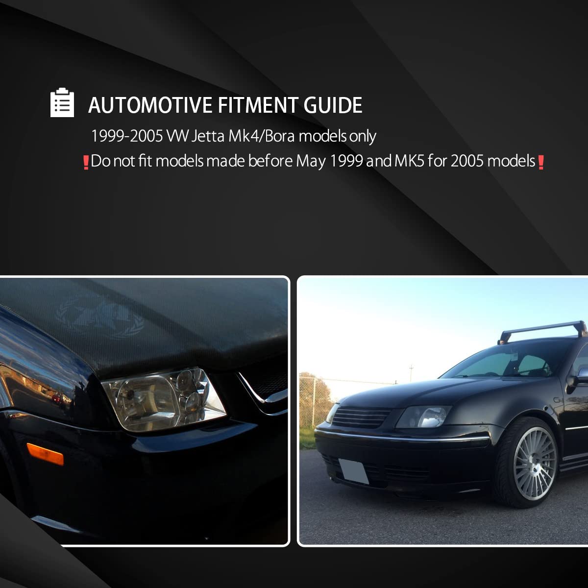 AUTOZENSATION Clear Headlight Assembly with Built-in Fog Lights - Compatible with 1999-2005 Volkswagen Jetta Bora Mk4 (Left & Right Pair) - Perfect for Night Driving & Foggy Conditions