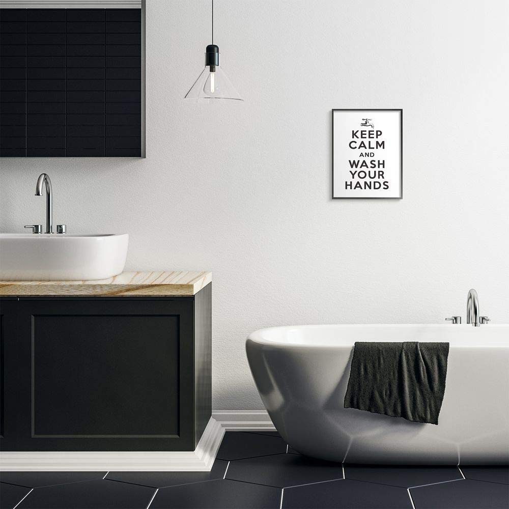 Stupell Industries 'Keep Calm and Wash Your Hands' Wall Art - 11x14 Inch Bathroom Decor, Designed by Lettered & Lined - Perfect for Home, Office, or Spa to Promote Hygiene & Relaxation