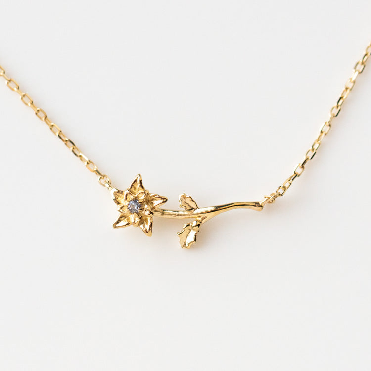 Solid Gold Birth Flower Necklace - Personalized Floral Jewelry Gift for Women - Perfect for Birthdays, Anniversaries & Mother's Day