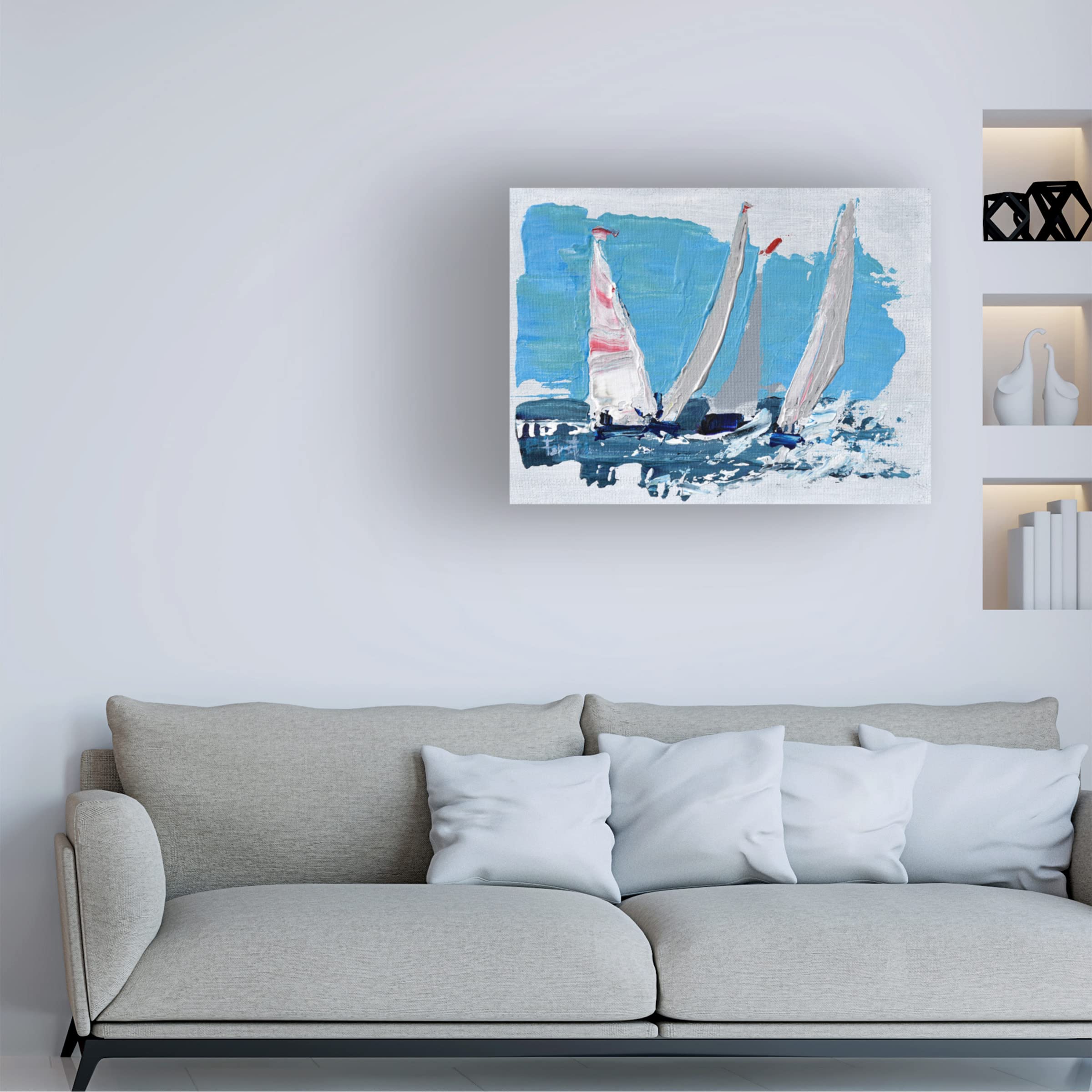 Beth A. Forst 'Candy Stripe Regatta' Canvas Wall Art Print - Modern Nautical Decor for Living Room, Bedroom & Office - Trademark Fine Art Collection