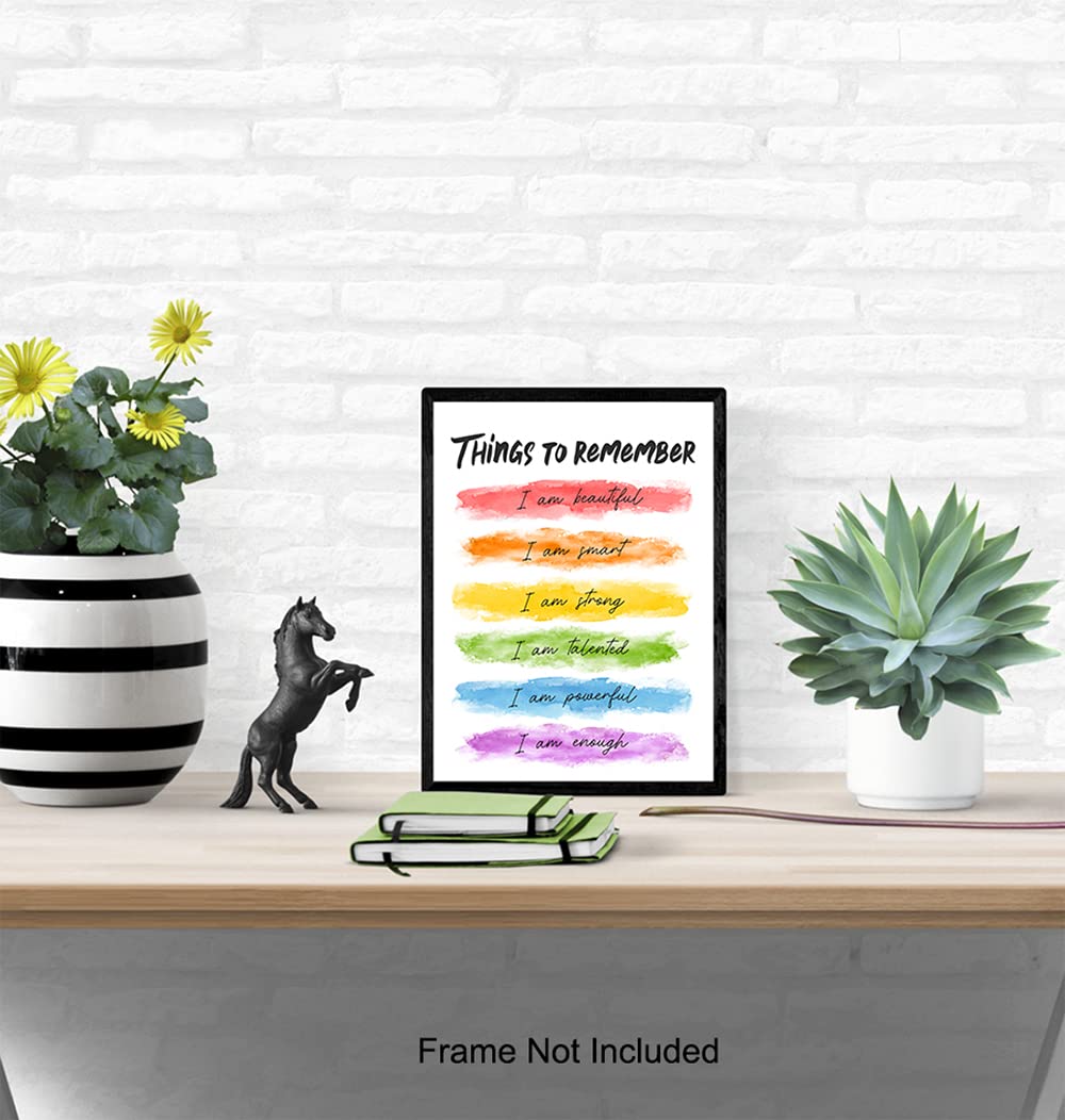 Inspirational Wall Art with Positive Affirmations - Motivational Quotes for Women, Girls & Friends - Encouragement Gift for Daughter, BFF & Best Friend - 'I Am' Motivational Poster - Perfect for Home, Office, Bedroom & Bathroom Decor - UNFRAMED 8x10 - Boost Confidence & Daily Motivation