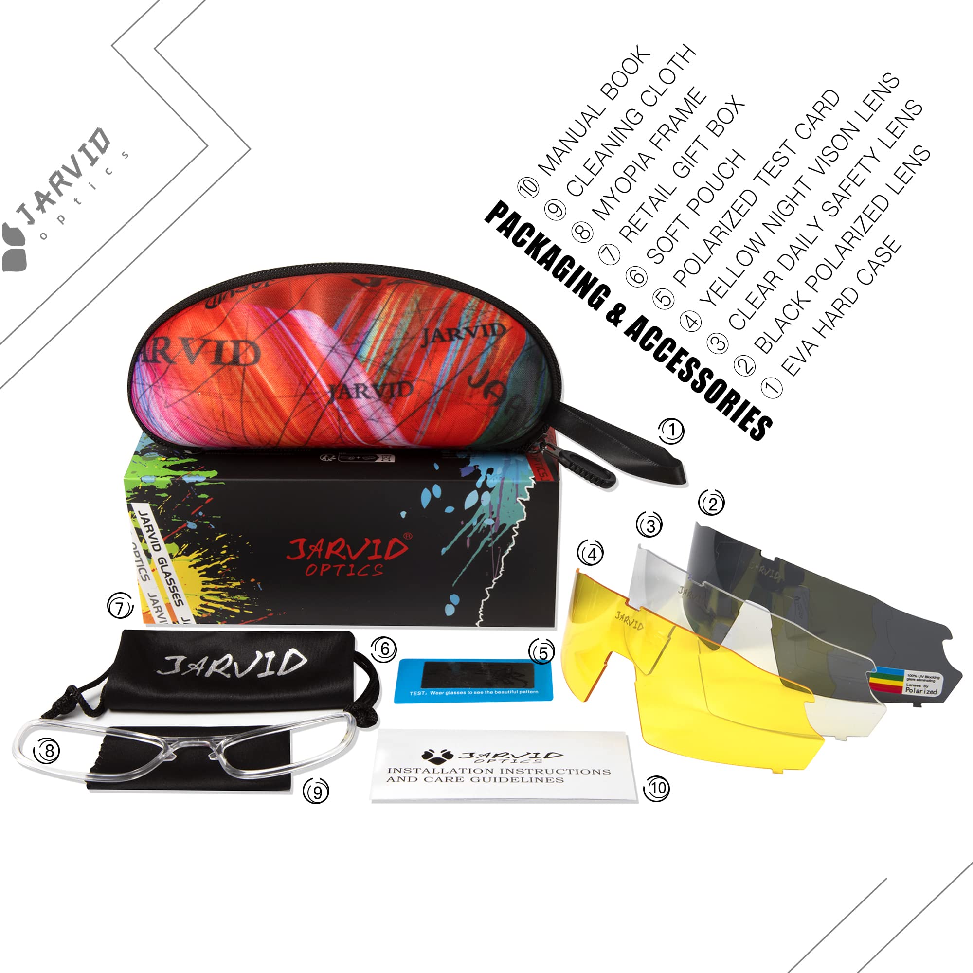 Polarized Cycling Glasses for Men & Women - UV Protection Sports Sunglasses with 4 Interchangeable Lenses for Road Biking, Running & Outdoor Activities
