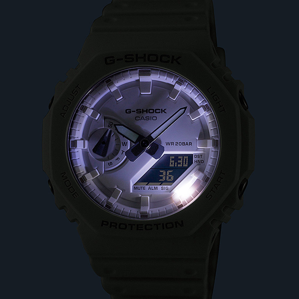 Casio G-Shock GA2100-7A7 Analog-Digital Watch in One-Tone Gradation White - Durable Shock-Resistant Sports Watch for Outdoor Activities & Everyday Wear